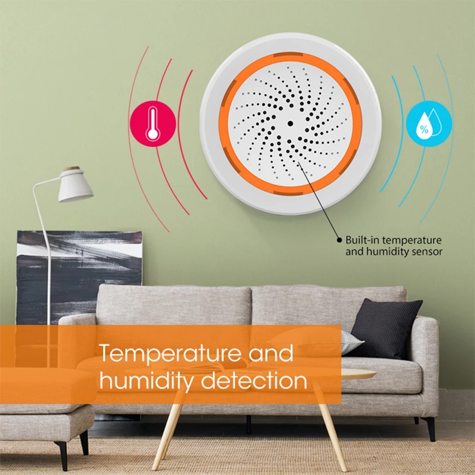 Smarthome Zigbee Siren Alarm 3in1 Security อุปกรณ์รักษาความปลอดภัยครบวงจรไร้สาย (แบบแยกชิ้น) สั่งงานผ่านแอพ