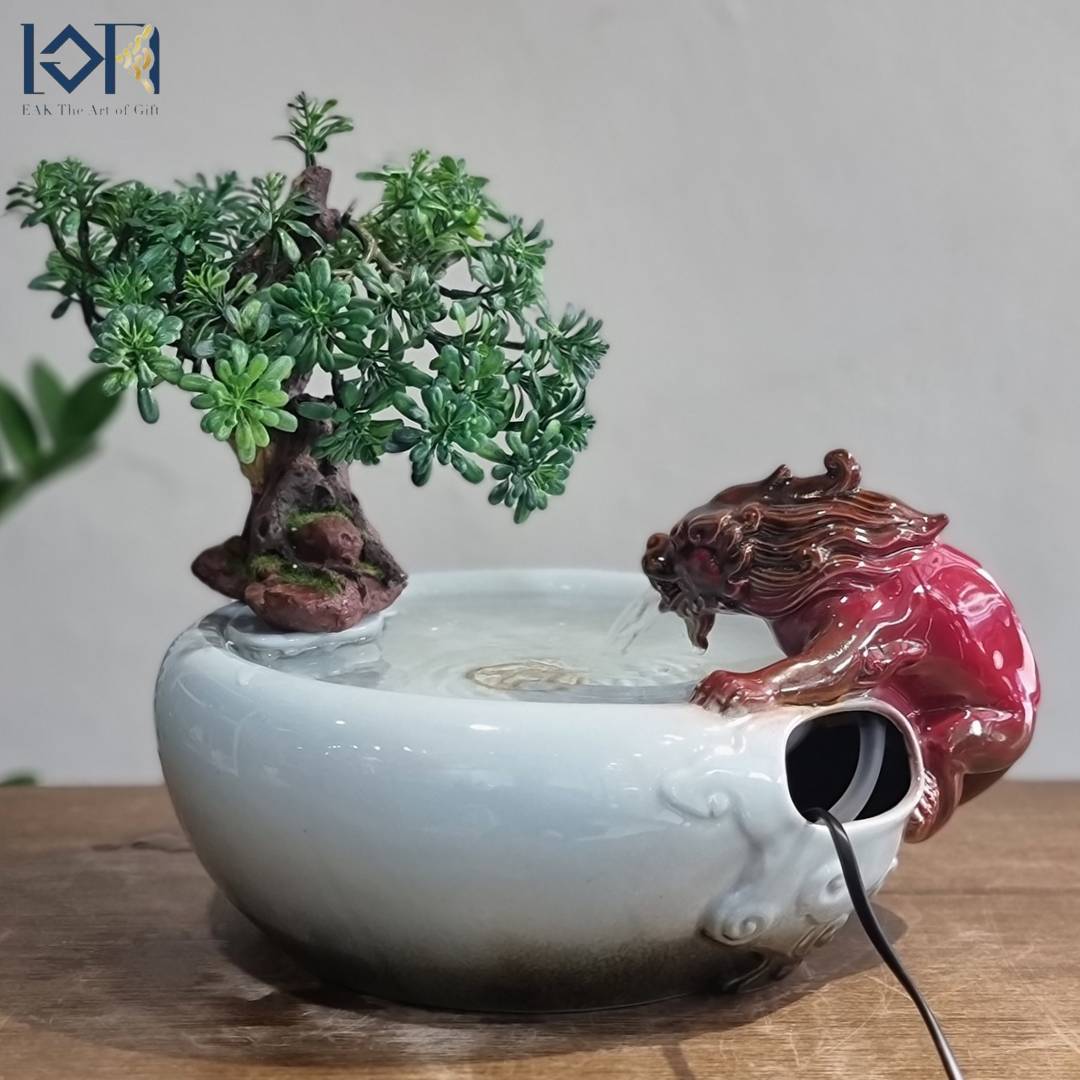 น้ำพุตั้งโต๊ะ รุ่นปี่เซียะกินน้ำรหัสสินค้า10493 ตกแต่งบ้านเสริมฮวงจุ้ย น้ำตกน้ำล้นของขวัญมงคล