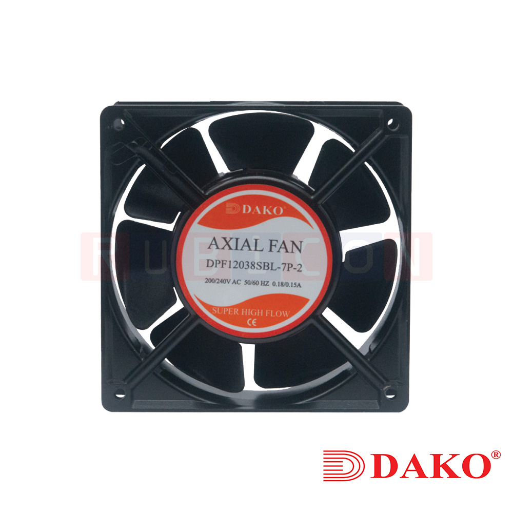 "DAKO" DPF12038HBL-2 พัดลมระบายความร้อนใบพัดพลาสติก ขนาด 4.5" 220/240V