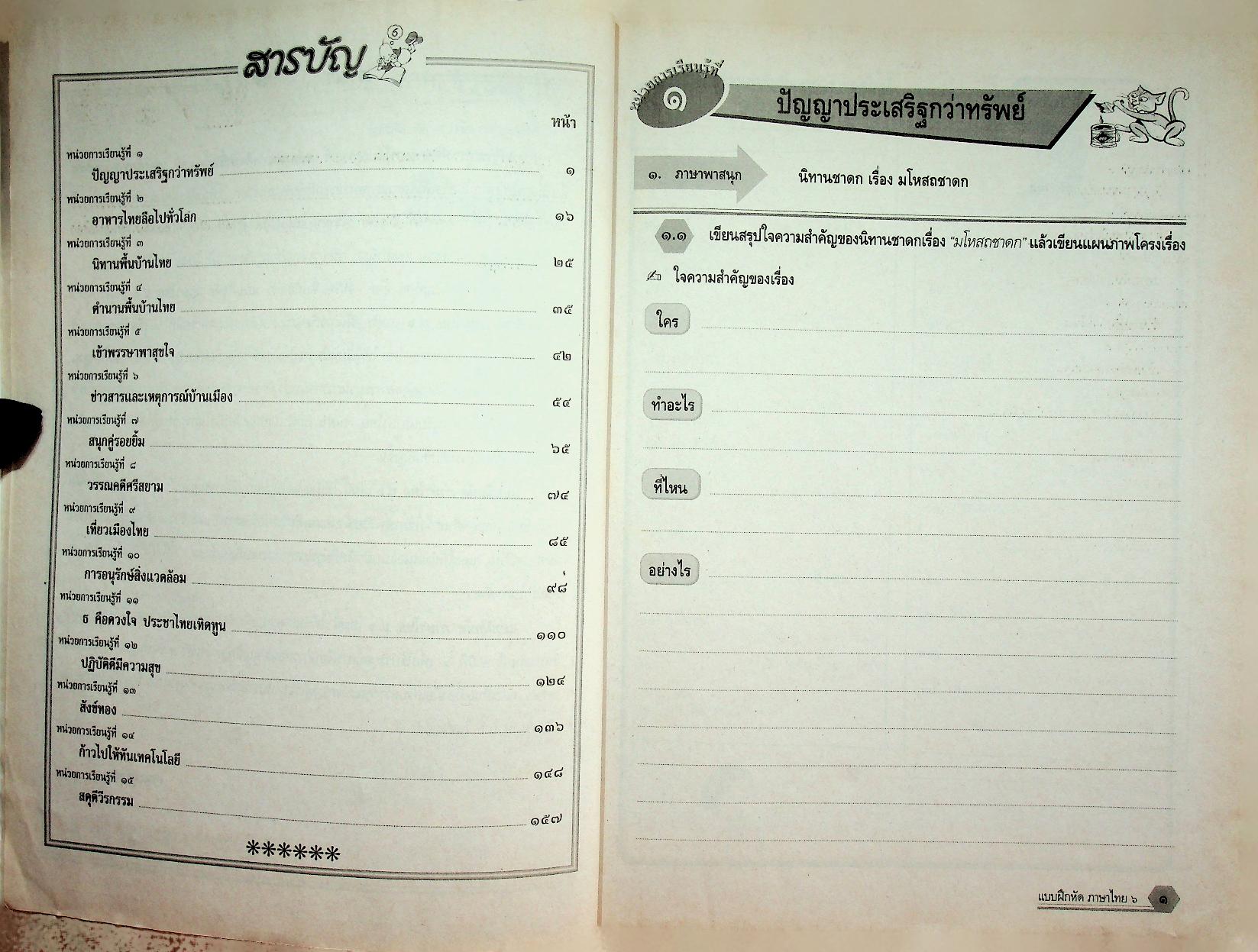 แบบฝึกหัด สาระการเรียนรู้พื้นฐาน กลุ่มสาระการเรียนรู้ ภาษาไทย ป.๖ ช่วงชั้นที่ ๒