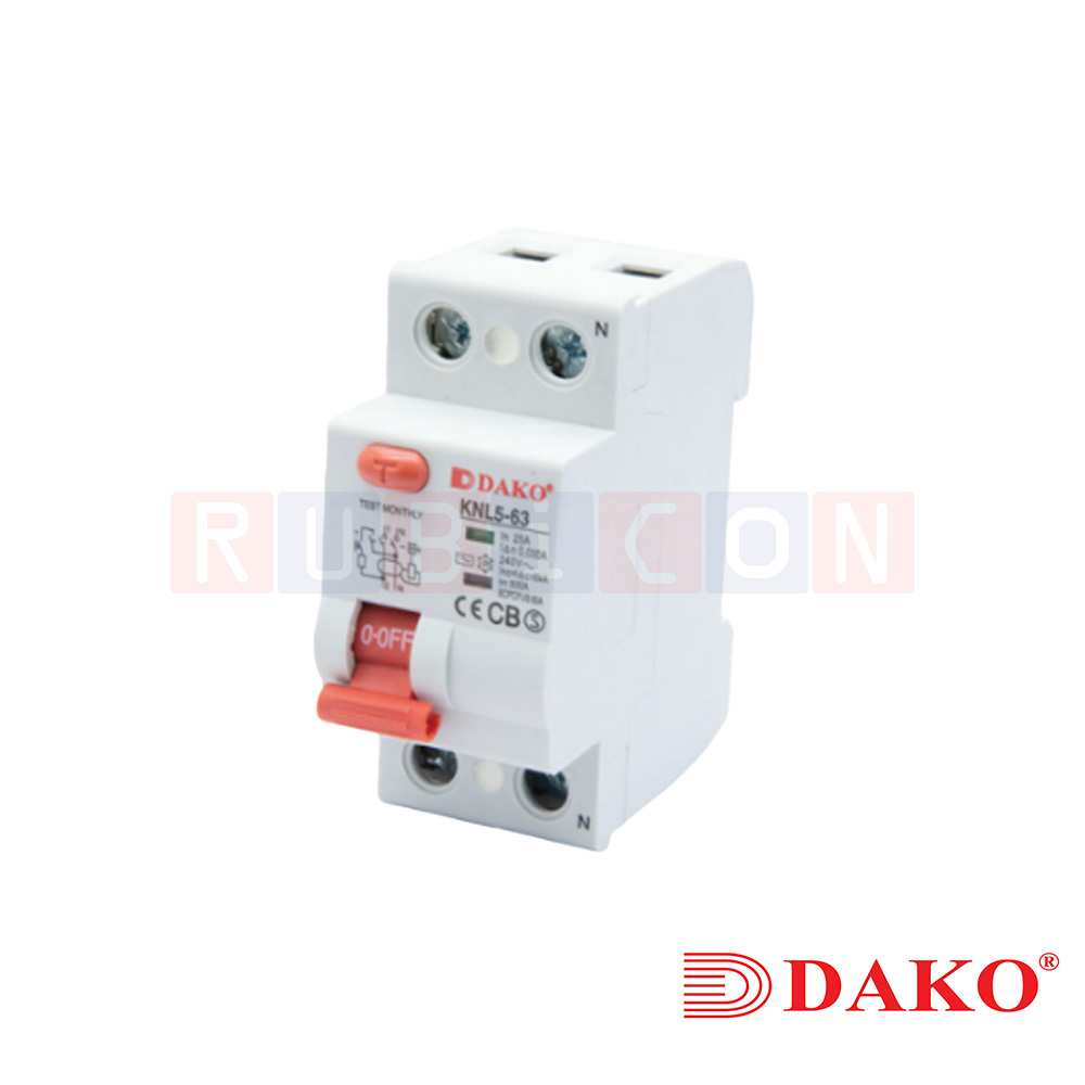 "DAKO" KNL5-63-1P+N 240V 6kA เบรกเกอร์กันดูด RESIDUAL CURRENT CIRCUIT BREAKER (RCCB)