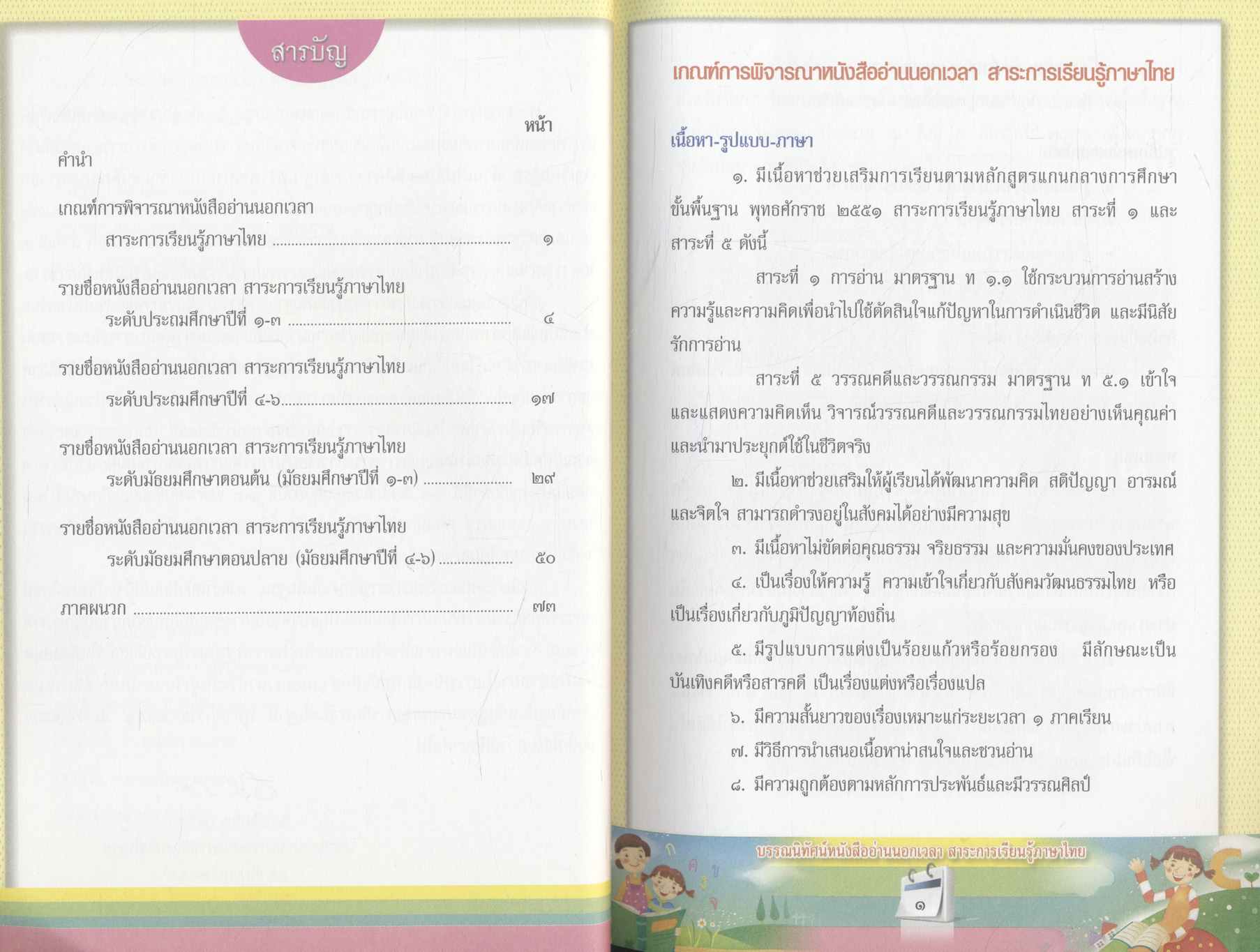 บรรณนิทัศน์หนังสืออ่านนอกเวลา สาระการเรียนรู้ภาษาไทย