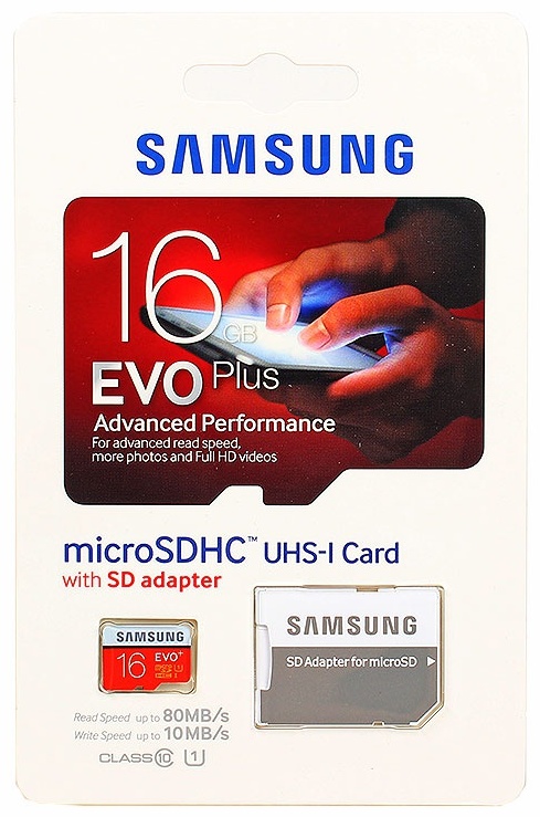 16 GB MICRO SD CARD EVO PLUS SAMSUNG CLASS 10
