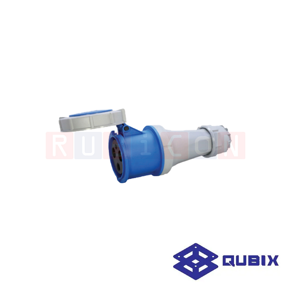 QUBIX AJ-2432 ปลั๊กพาวเวอร์ตัวเมียกลางทางกันน้ำ 3 ขา 2P+E 125A 220-240V 6H IP67