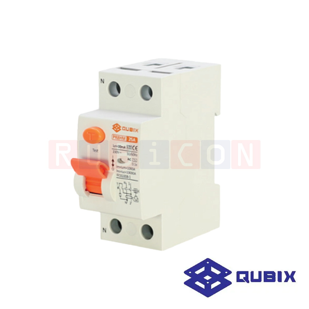 QUBIX PR8HM-216-10 30mA 2 Pole 25A 10kA อุปกรณ์ป้องกันไฟดูด-ไฟรั่ว (RESIDUAL CURRENT DEVICE)
