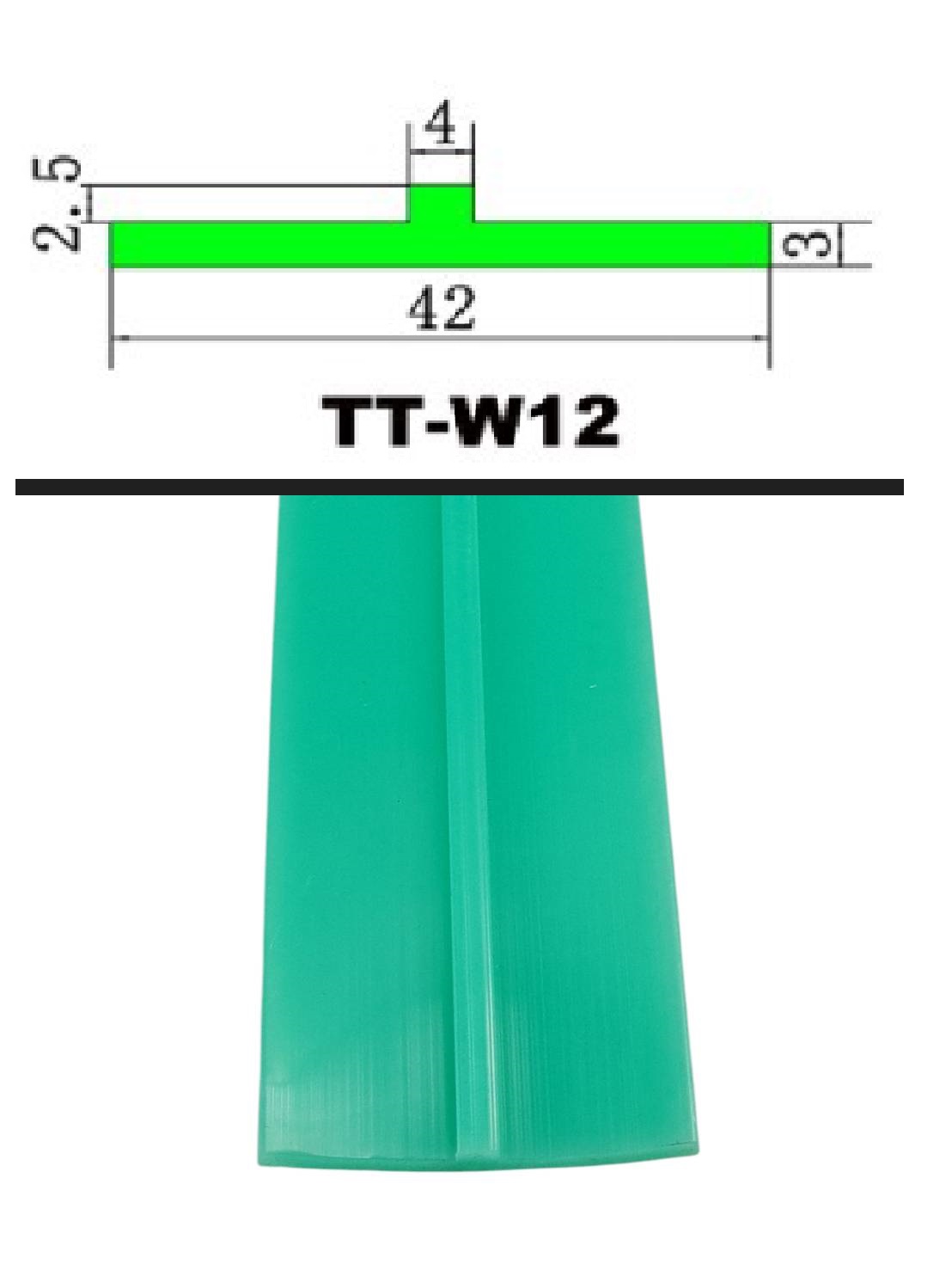 Top chain Wear strips D509 PE material, Green color พราสติกรองสามยพาน Top chain ขนาด 25 มิลลิเมตรแรงเสียดทานต่ำยาว1เมตร