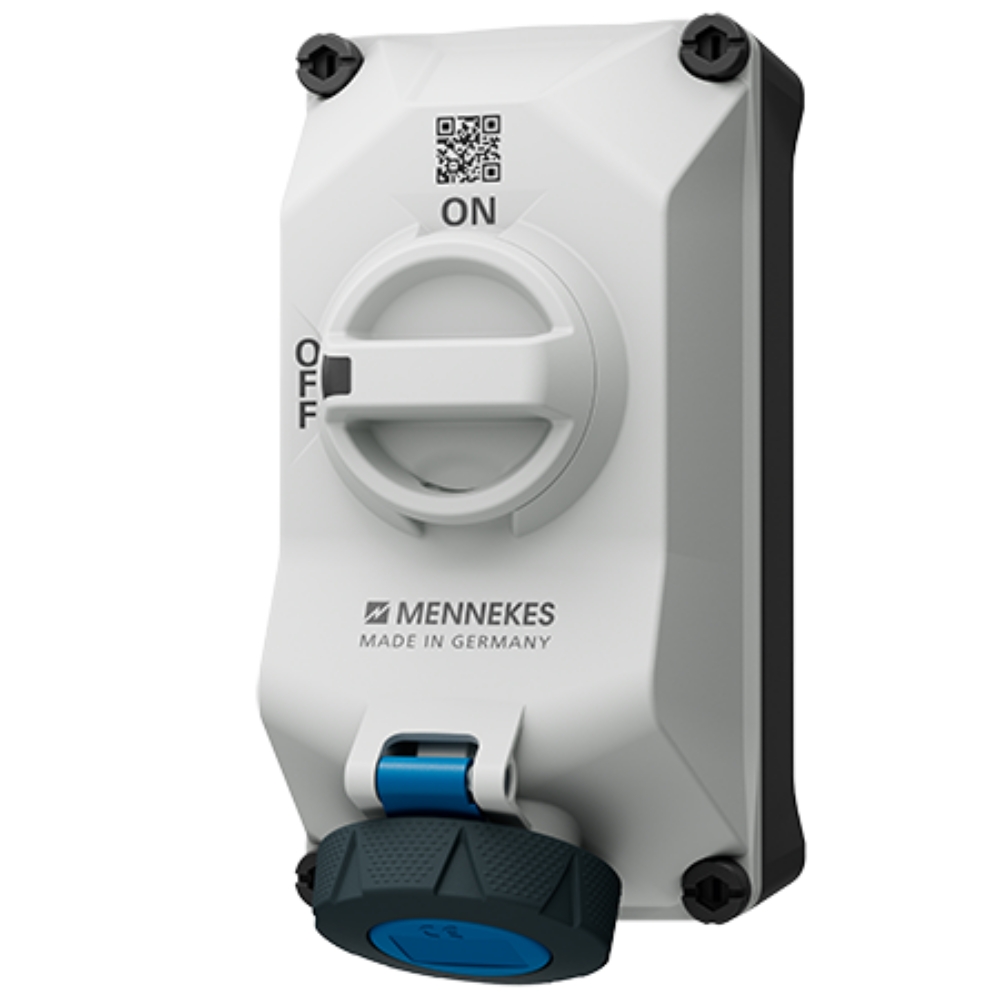 MENNEKES 5602306G (รหัสเดิม 7012A) ปลั๊กตัวเมียติดผนัง พร้อมสวิทว์และ DUO-Interlock (2P+E) 16A 230V IP67 สำเนา