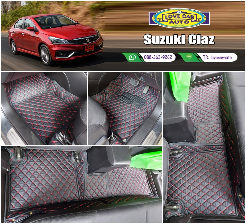 พรมรถยนต์ 6D สีดำด้ายแดง Suzuki Ciaz