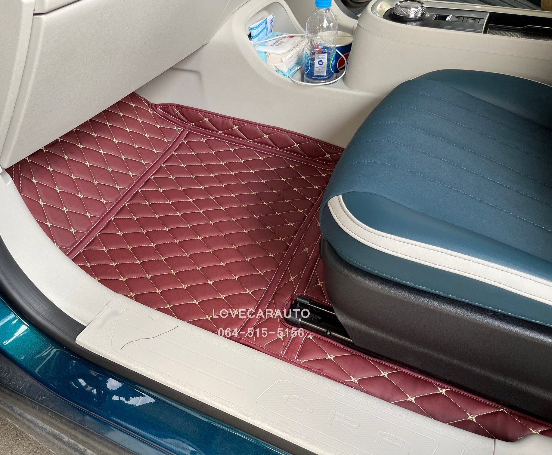 พรมปูพื้นรถยนต์ 6D ORA good cat สีแดงไวน์