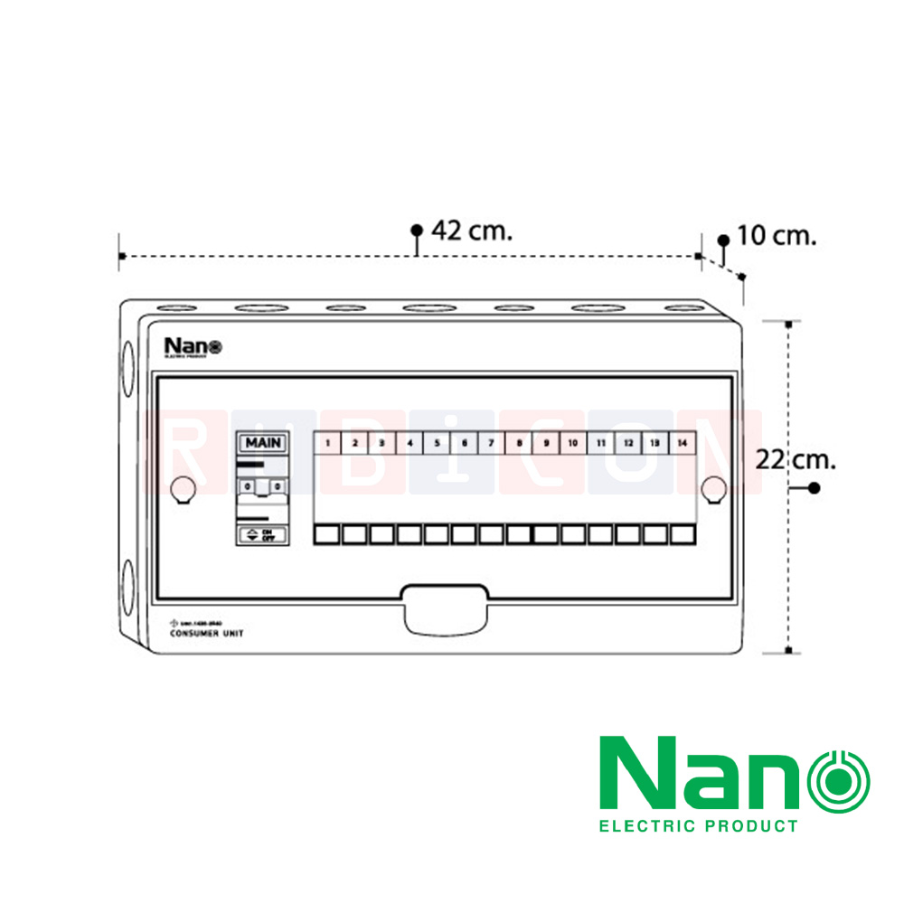 Nano Electric® CM63-14 ตู้คอนซูเมอร์ยูนิต SHIHLIN/NANO เมน+14ช่อง ( พร้อมเมน 63 A) ( 1 ชิ้น/กล่อง )