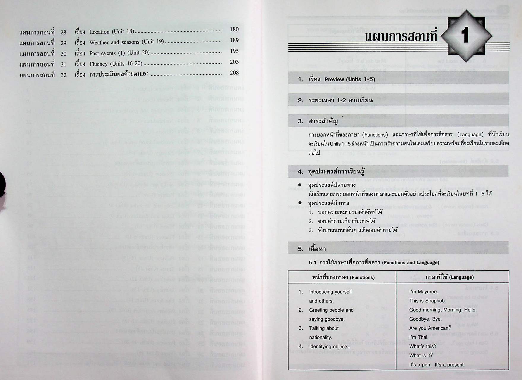 แผนการสอน วิชาภาษาอังกฤษหลัก 11-12 รายวิชา อ 017 อ 018 Blueprint ชั้นมัธยมศึกษาปีที่ 4 เล่ม 1