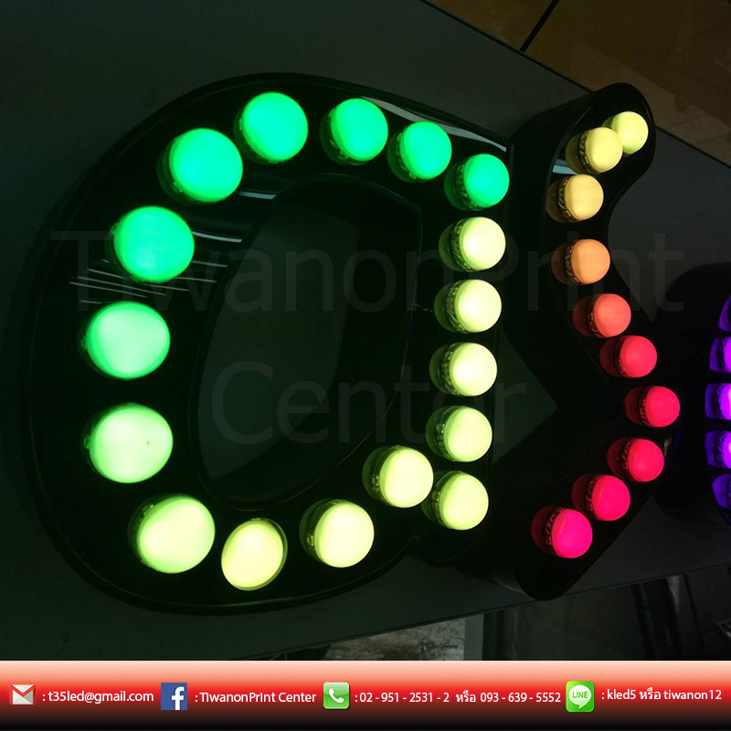 sasa ป้ายไฟปิงปอง งานสีสัน สวยงาม งานตัวอักษรกลมๆ