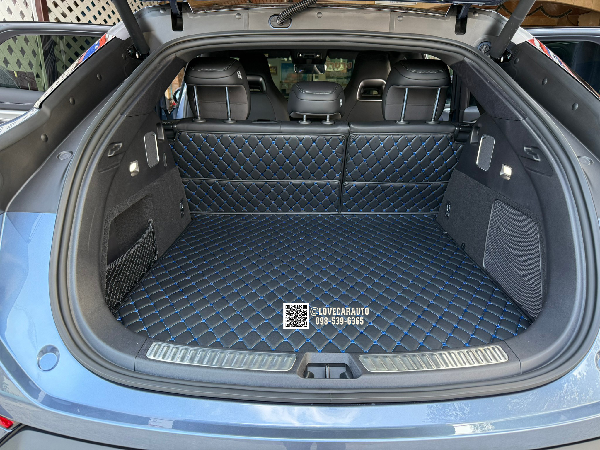 พรมปูพื้นรถยนต์ 6D BYD Sealion 7 สีดำด้ายน้ำเงิน