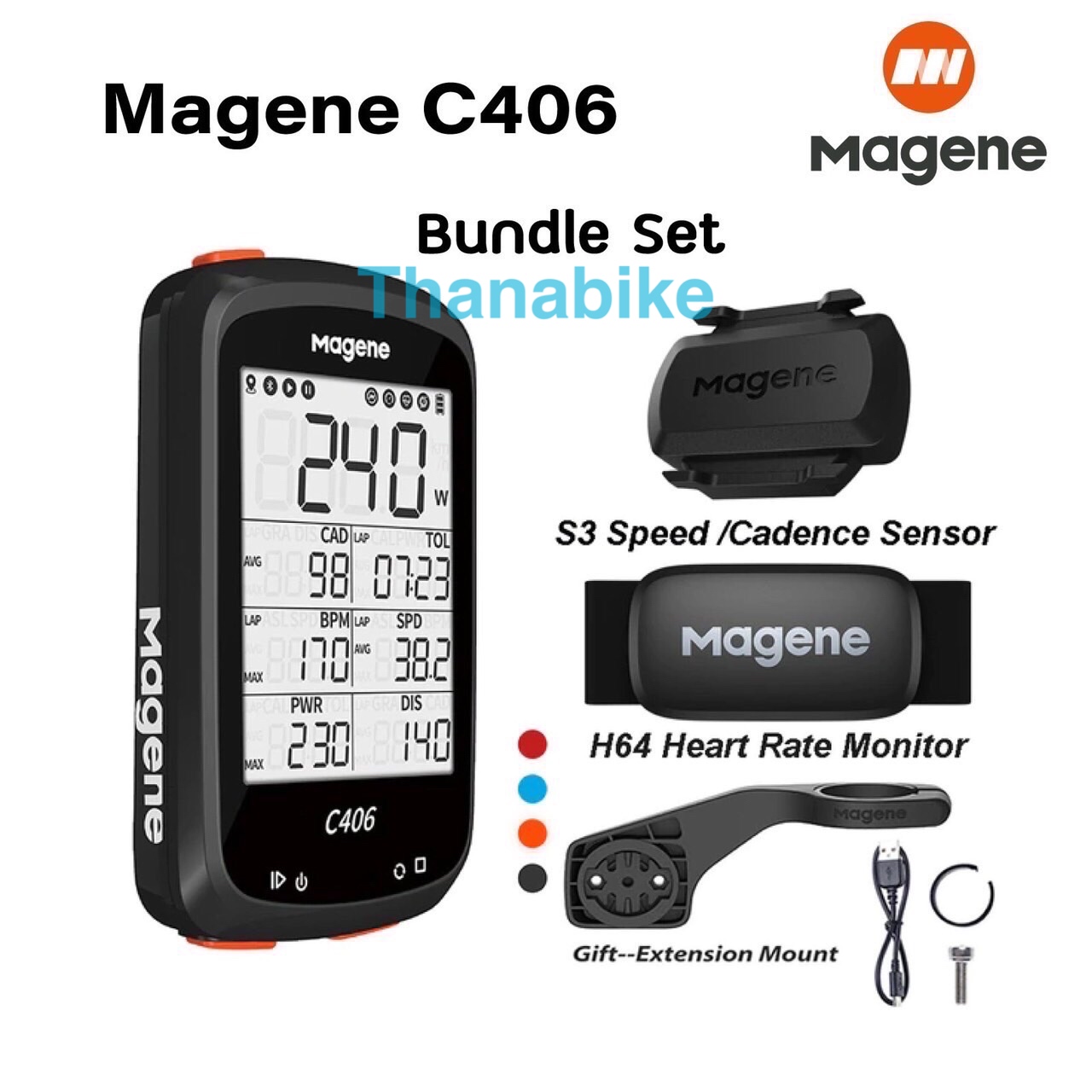 ไมล์ Magene C406 Bundle แถมเคสกันรอย อุปกรณ์ครบ ไมล์จักรยาน ไมล์วัดความ ...