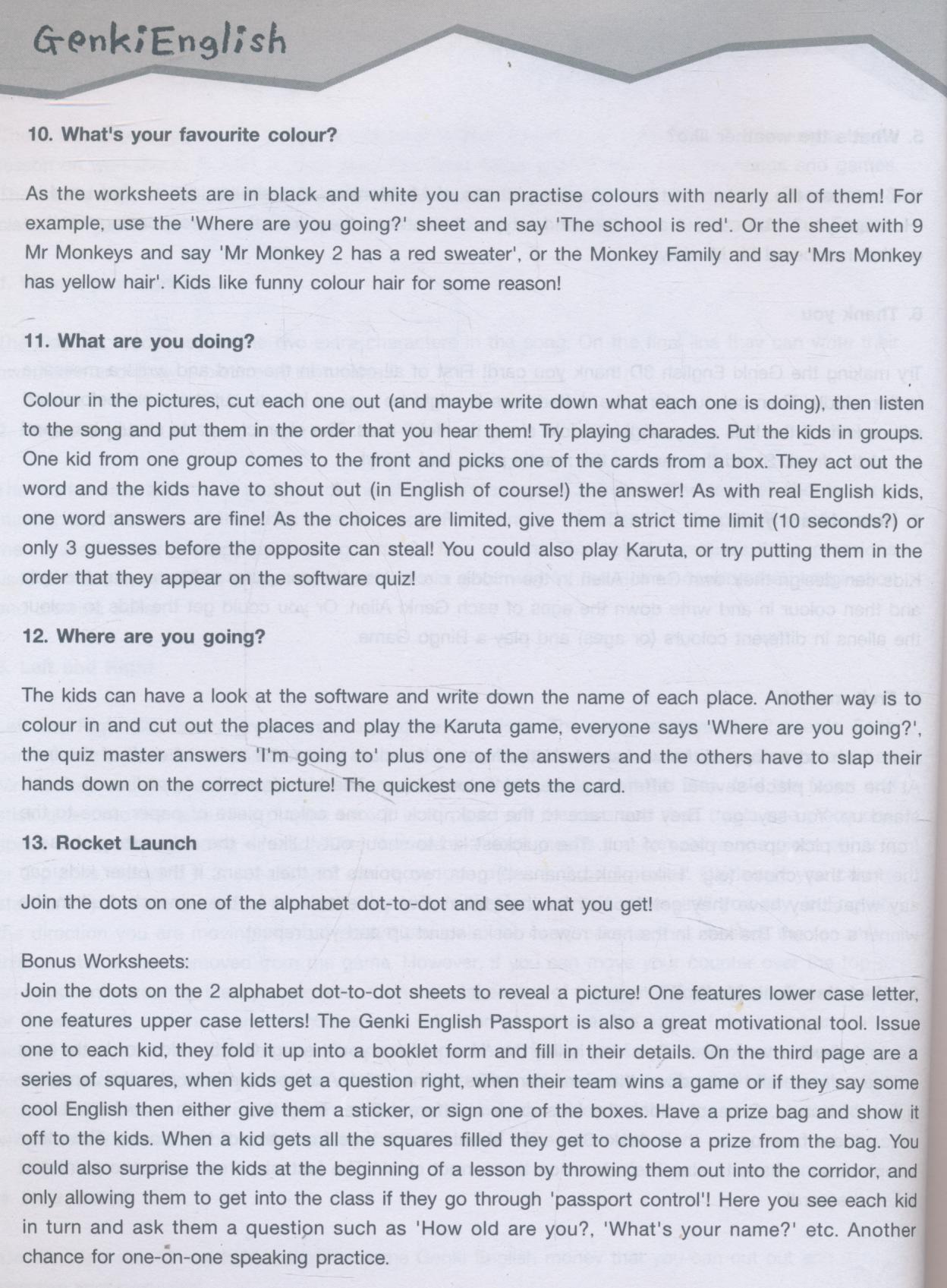 Genki English!! Worksheets 1,2,3