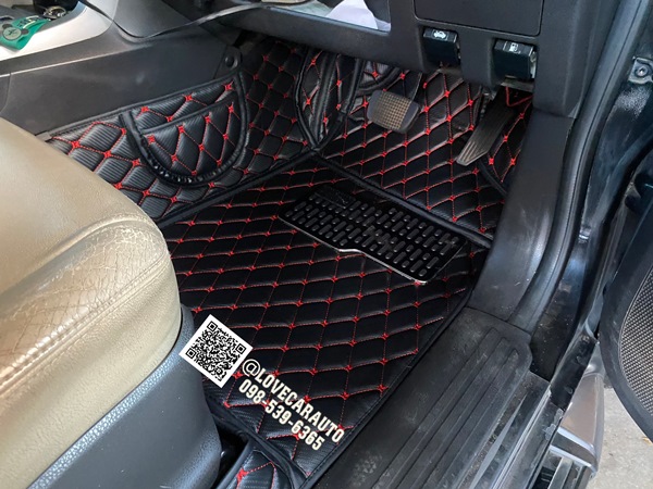 พรมรถยนต์ 6D lsuzu Mux 2014 ลายเคฟล่าสีดำด้ายแดง