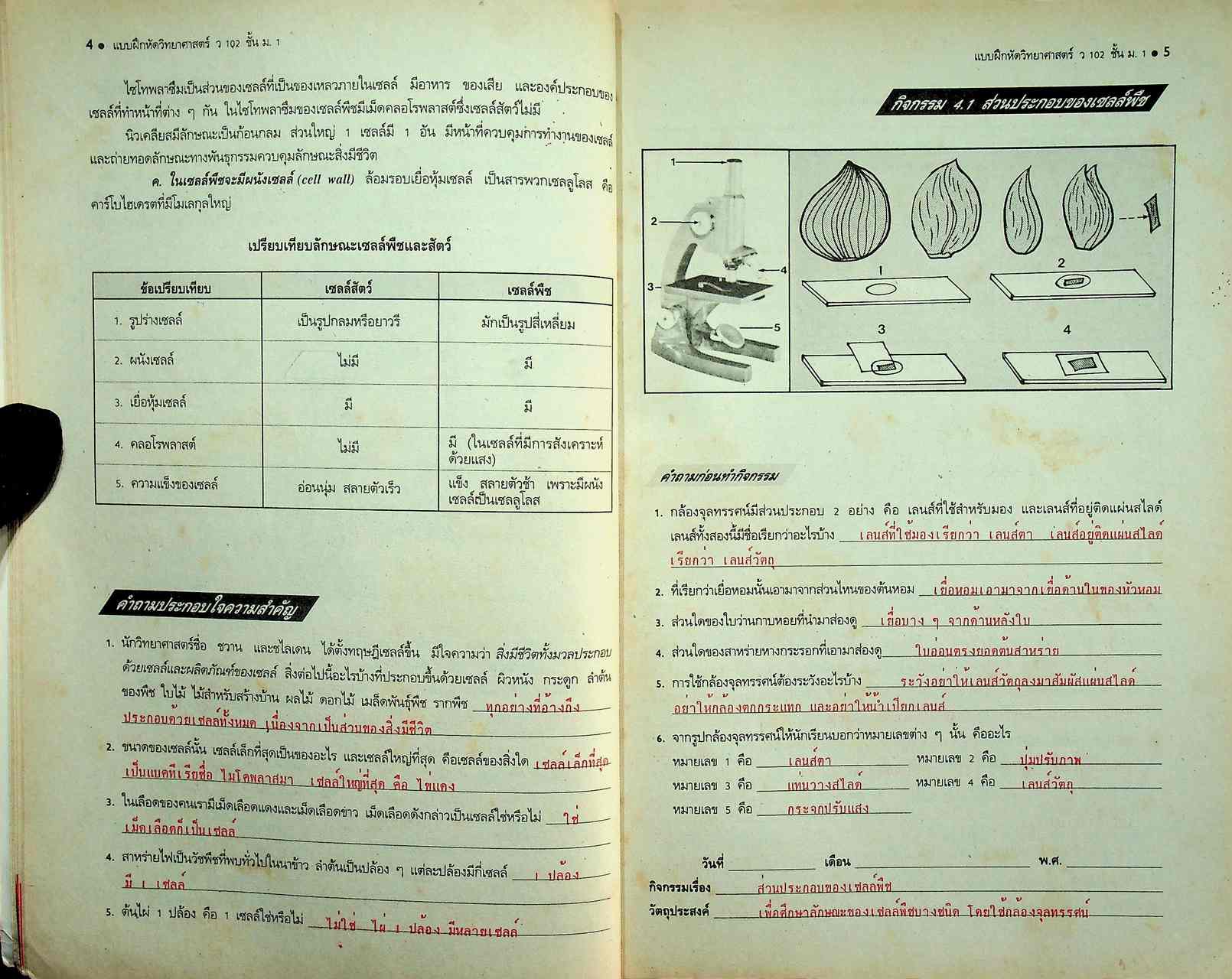คู่มือครู-เฉลย แบบฝึกหัด วิทยาศาสตร์ ว 102 ชั้นมัธยมศึกษาปีที่ 1 ภาคเรียนที่ 2
