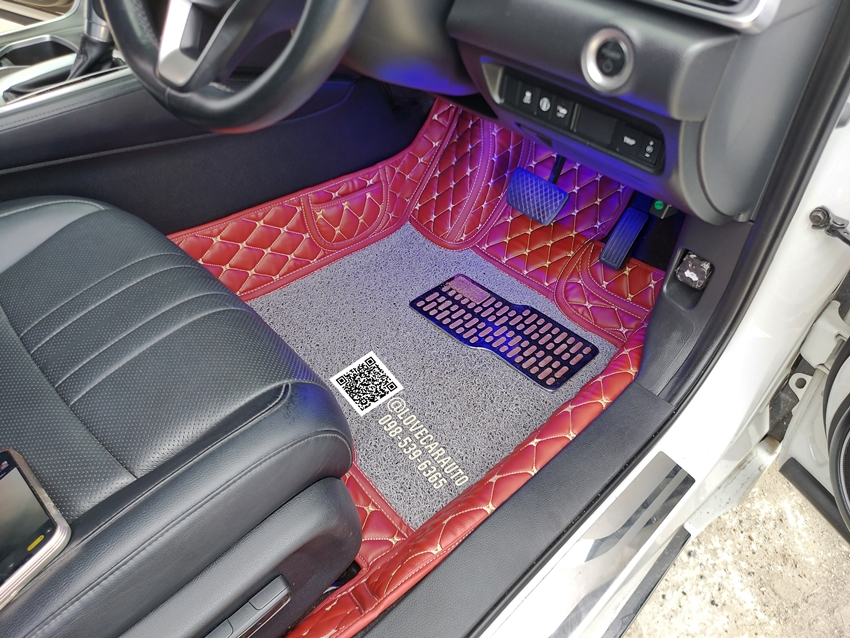 พรมปูพื้นรถยนต์ 8D Honda Accord G10 2022 สีดำล้วน + ไวนิลเทา
