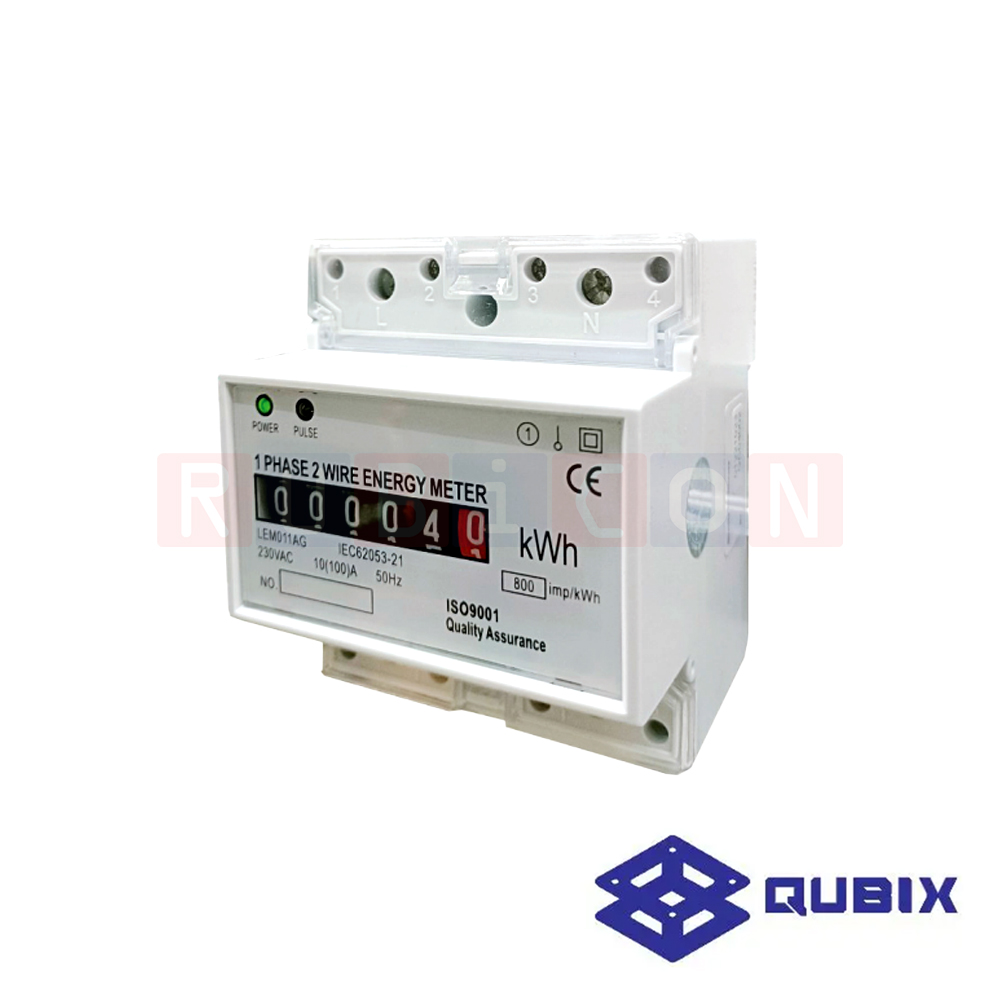 QUBIX LEM011 220-230 VAC มิเตอร์วัดค่าพลังงานไฟฟ้าแบบยึดราง DIN (DIN RAIL EIECTONIC ENERGY METER)
