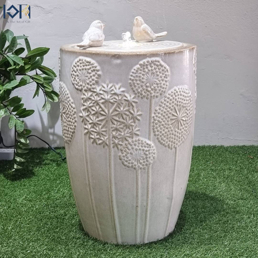 น้ำพุตั้งพื้น รุ่นเซรามิกนกคู่MZ16190BA น้ำพุล้นหน้าบ้าน น้ำพุแต่งสวนเสริมฮวงจุ้ย อ่างน้ำตกสำเร็จรูป