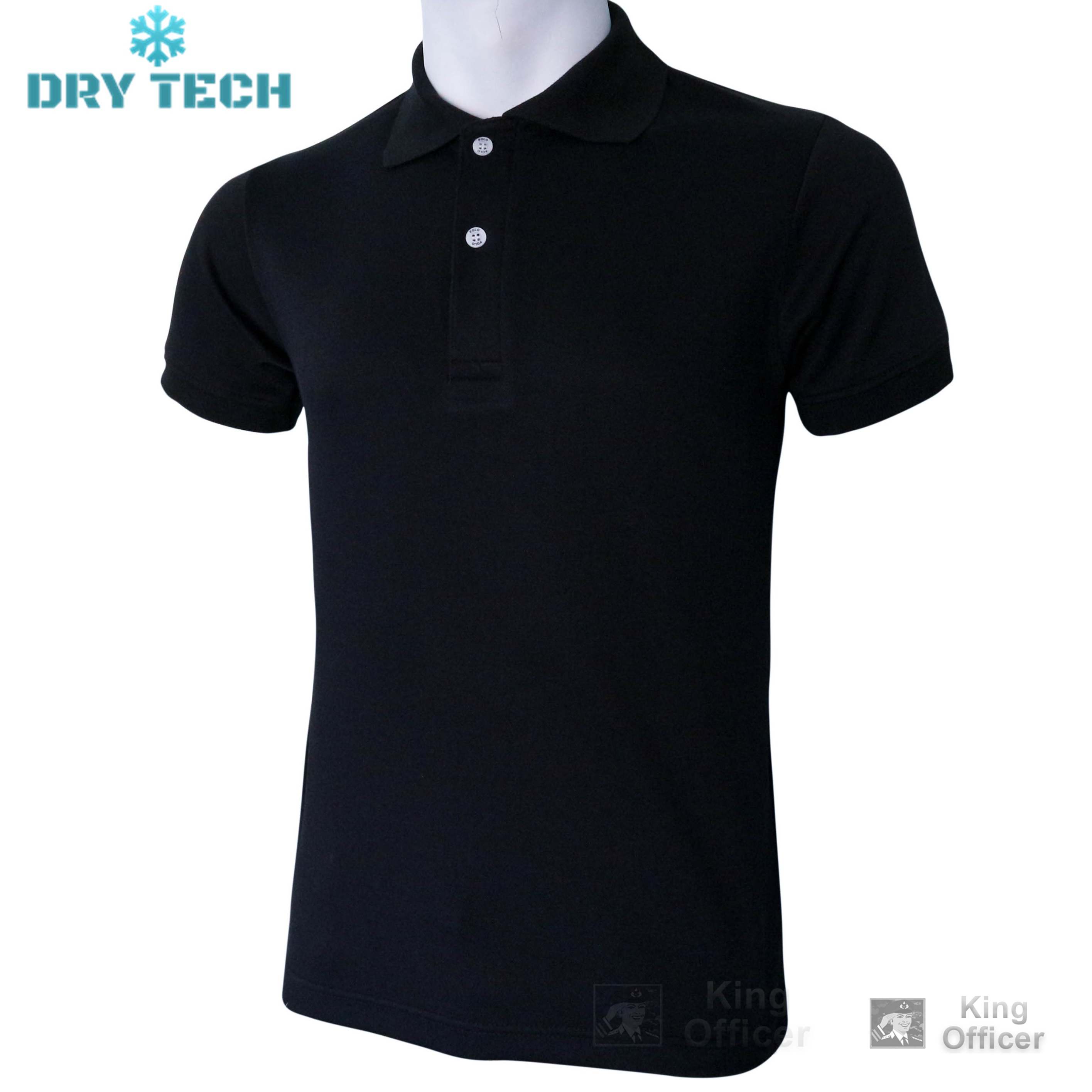 เสื้อโปโล POLO คอปก สีดำ ผลิตจากผ้า Dry Tech ชนิดพิเศษ ทอ 2 ชั้น ของแท้ 100 % (แบรนด์ KING OFFICER)