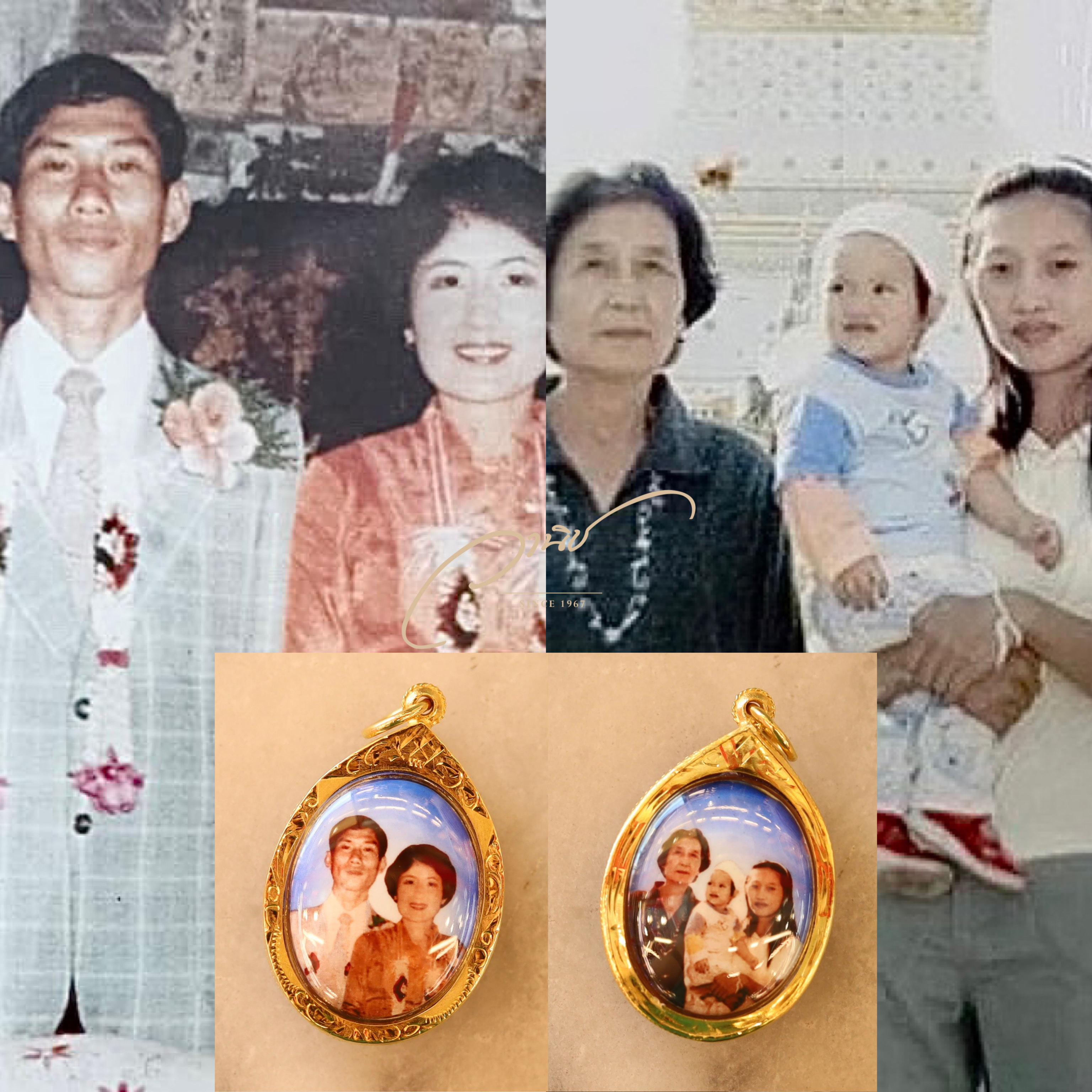 ล็อกเก็ตรูปภาพ ล็อกเก็ตหินอ่อน เลี่ยมกรอบทองคำแท้ By WANICH LOCKET