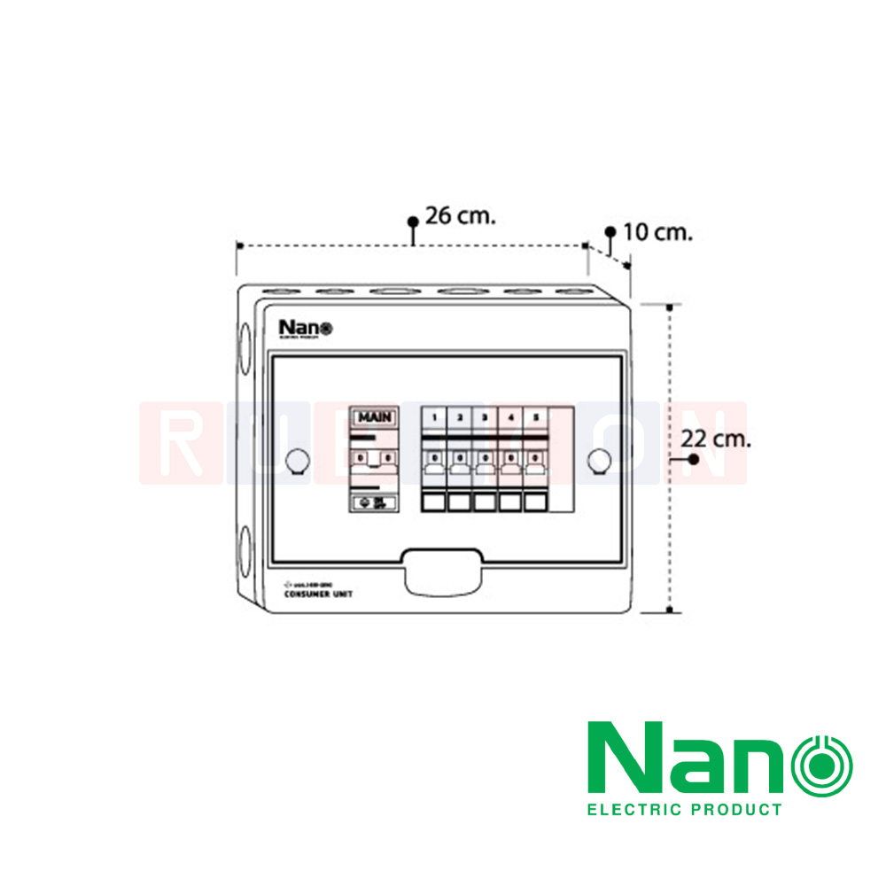 Nano Electric® CM32B-06 ตู้คอนซูเมอร์ยูนิต SHIHLIN/NANO เมน+6ช่อง ( พร้อมเมน 32 A+ลูกย่อย) ( 1 ชิ้น/กล่อง )