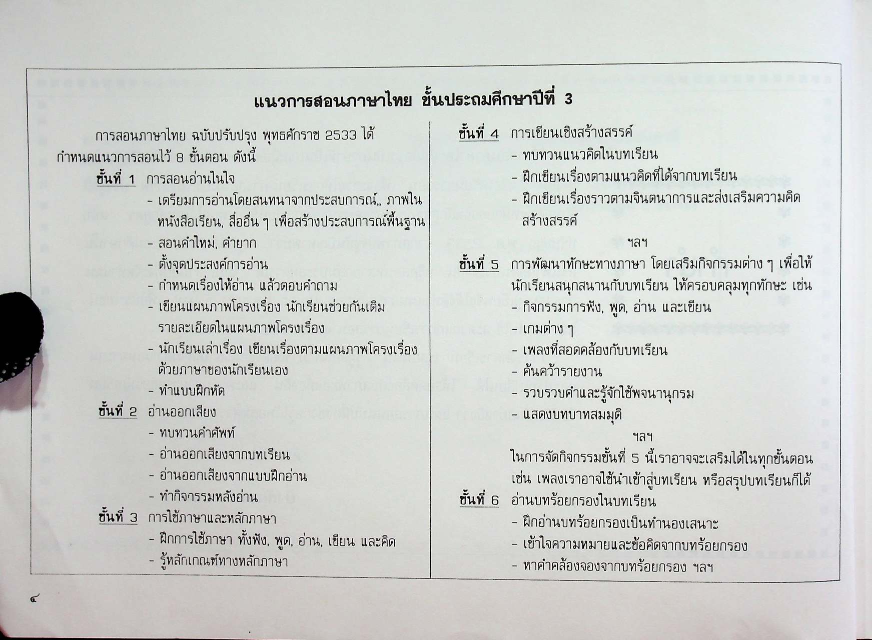 แผนการสอนกลุ่มทักษะ ภาษาไทย เน้นทักษะกระบวนการ ๙ ขั้น ชั้นประถมปีที่ ๓ เล่ม ๒