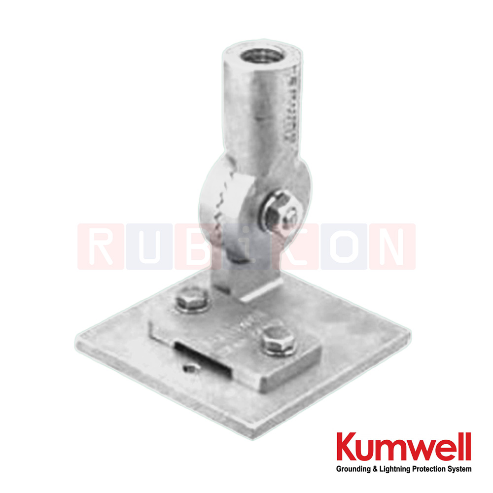 KUMWELL LDAS 58-254A ฐานหัวล่อฟ้าอลูมิเนี่ยมปรับมุม (Adjustable Saddle for Tape) Thread Size 5/8", Tape Size 25x4 mm, Aluminium