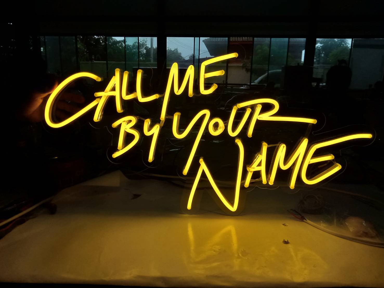 ป้ายไฟแอลอีดีนีออนเฟล็ค งานCALL ME BY YOUR NAMEนีออน