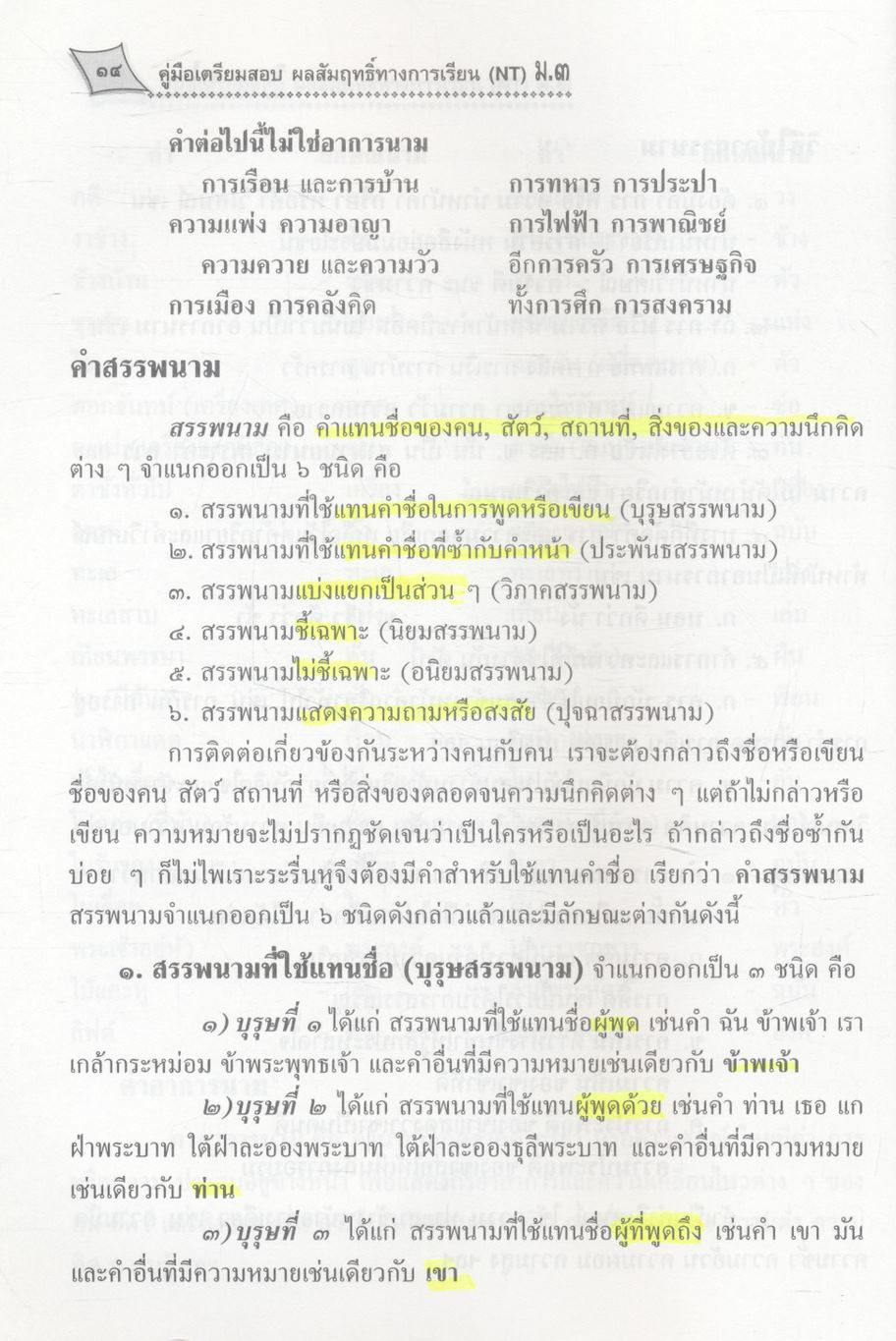 คู่มือเตรียมสอบ NT (National Test) ม.3 วิชา ภาษาไทย