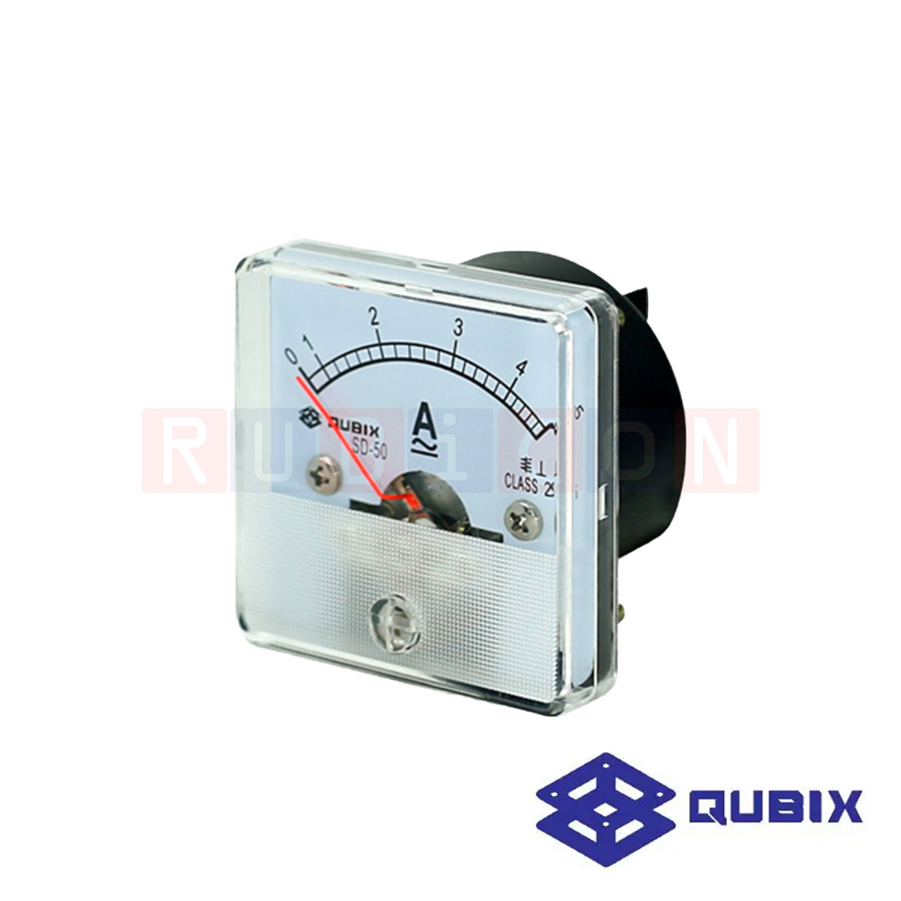 QUBIX SD-50A CLASS 2.5 พาเนลมิเตอร์แบบอนาล็อก แอมป์มิเตอร์ (ต่อตรง) ANALOG PANEL METER SD SERIES 50X50 MM. (AMMETER)