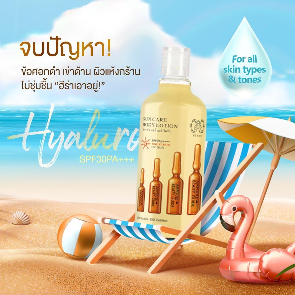 โลชั่นกันแดดฮีร่า ซันแคร์ ไฮยา บอดี้ ครีม ผิวขาวใส HERAA Sun Care Hyaluronic Suncream Body Lotion SPF30PA+++ (500ml)