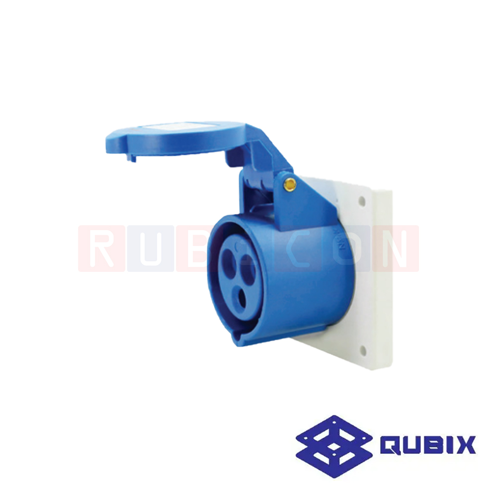 QUBIX AJ-S413 ปลั๊กพาวเวอร์ตัวเมียฝังหน้าตรง 3 ขา 2P+E 16A 220-240V 6H IP44