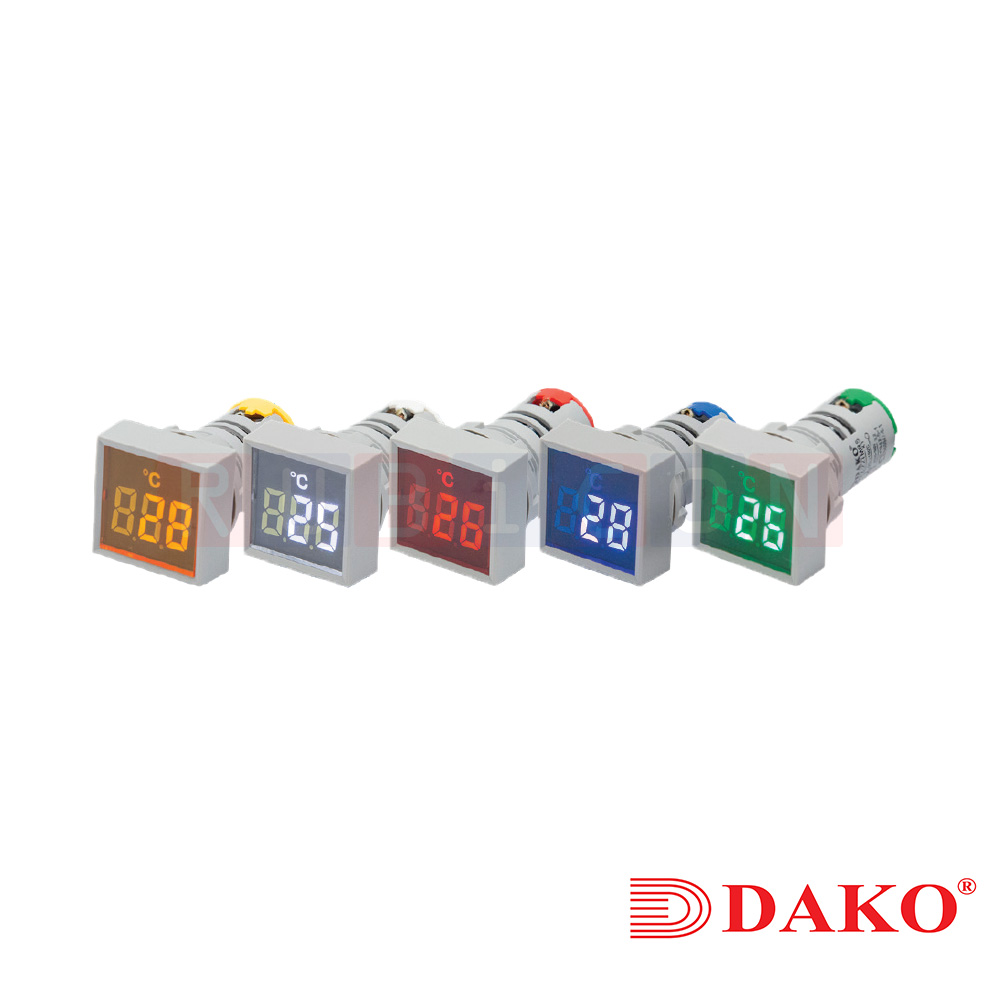 "DAKO" AD22-22TMRS-W ไพล็อตแลมป์ มิเตอร์วัดอุณหภูมิห้อง แบบเหลี่ยม 22 มม. สีขาว (WHITE) (ROOM TEMPERATURE INDICATOR)