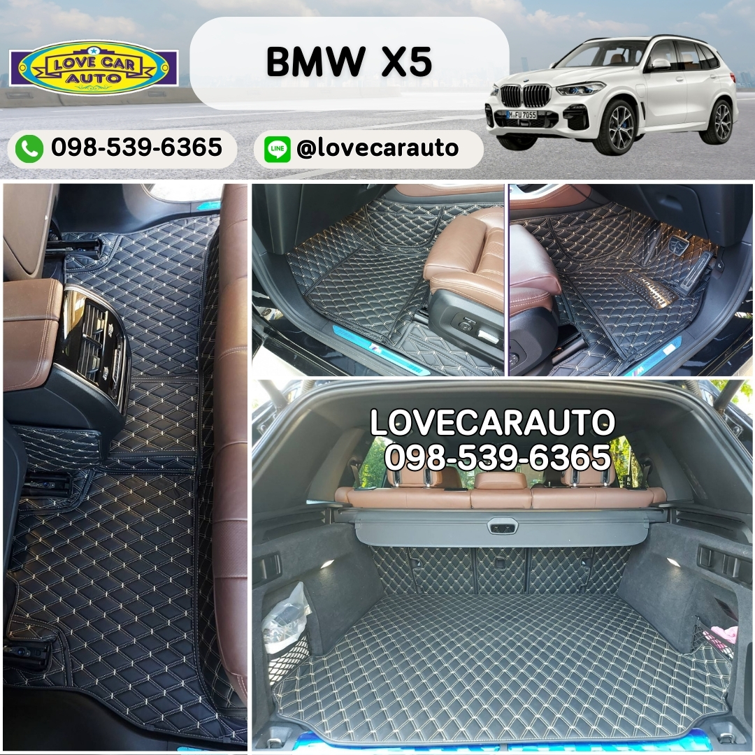 พรมปูพื้นรถยนต์ 6D Bmw X5 2020 สีดำด้ายทองVVIP