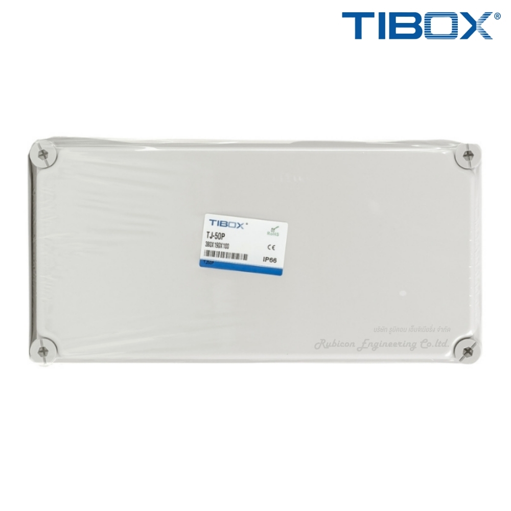 TIBOX TJ-50P กล่องพลาสติก พร้อมเทอร์มินอลบล็อก (Plastic Terminal Block Box IP66) 50Pole 10A Size : 380x190x100 mm.