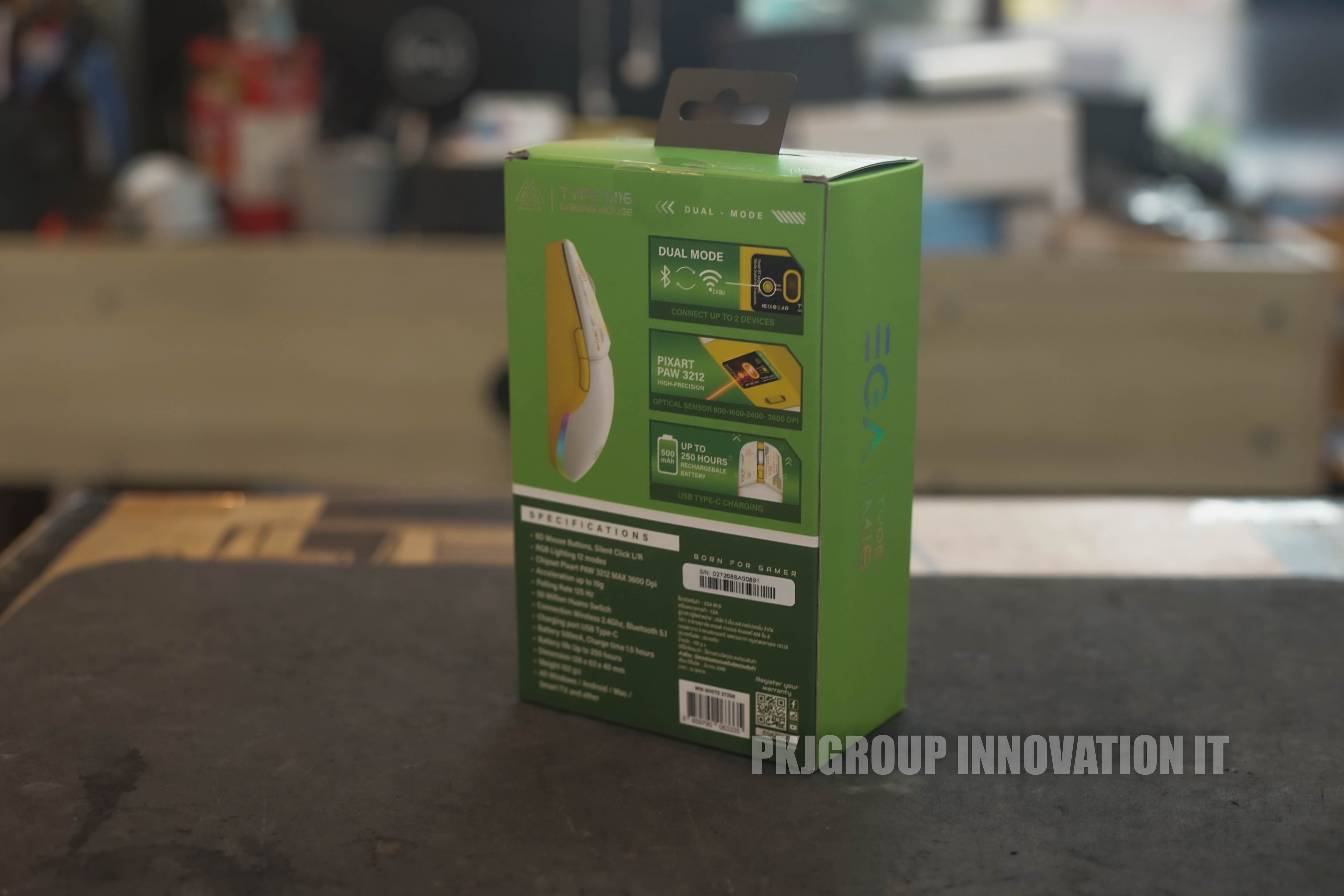 เมาส์เล่นเกมของใหม่ EGA Type M16 สีขาว ลวดลายสวยงามใช้ได้ทั้ง Bluetooth กับ Wireless 2.4G