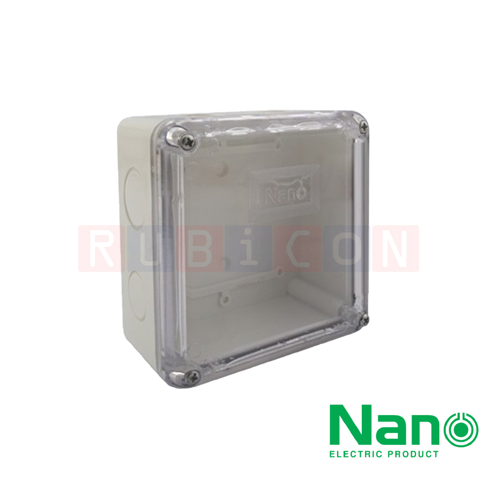 NANO-202CW กล่องพลาสติกกันน้ำฝาใส ขนาด 4x4x2" (110x110x60 mm.) (NANO Electric®)
