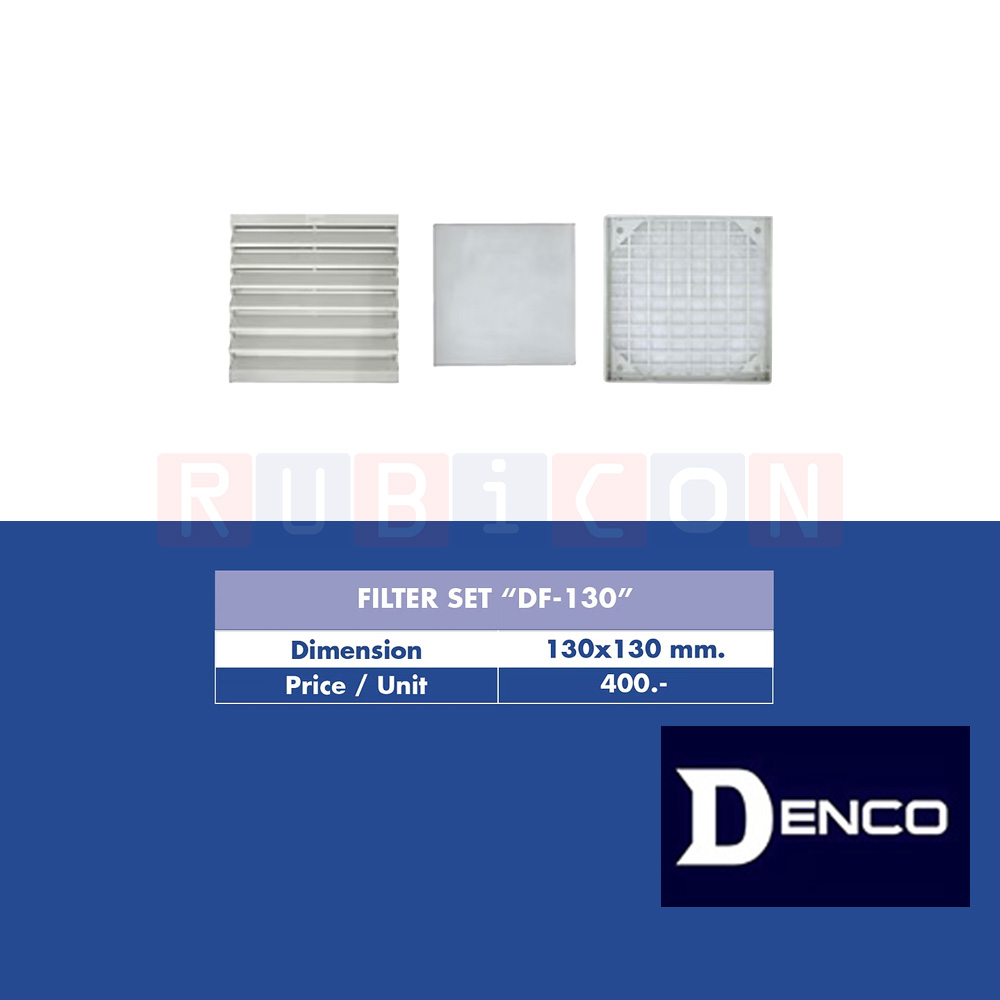 DENCO DF-130 Filter Set พัดลมระบายความร้อนในตู้คอนโทรล ขนาด : 130x130 มม. (Fan Ventilation Model DF)