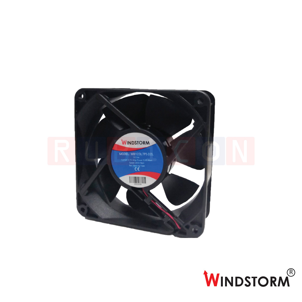 "WINDSTORM" WB123L7PI-D2L-G พัดลมระบายอากาศ แบบลูกปืน 4.5" 24VDC