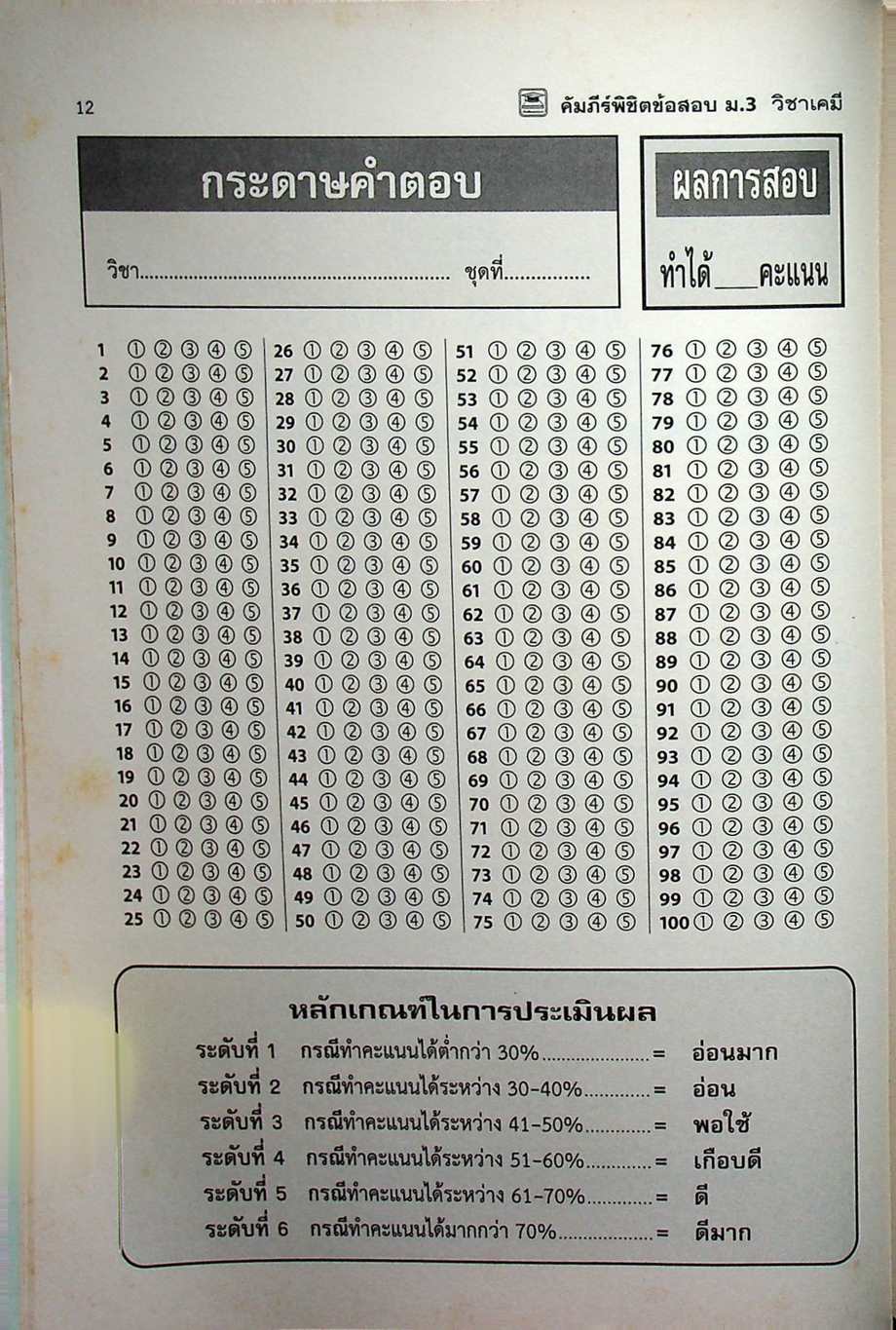 คัมภีร์ พิชิตข้อสอบ ม.3 เคมี