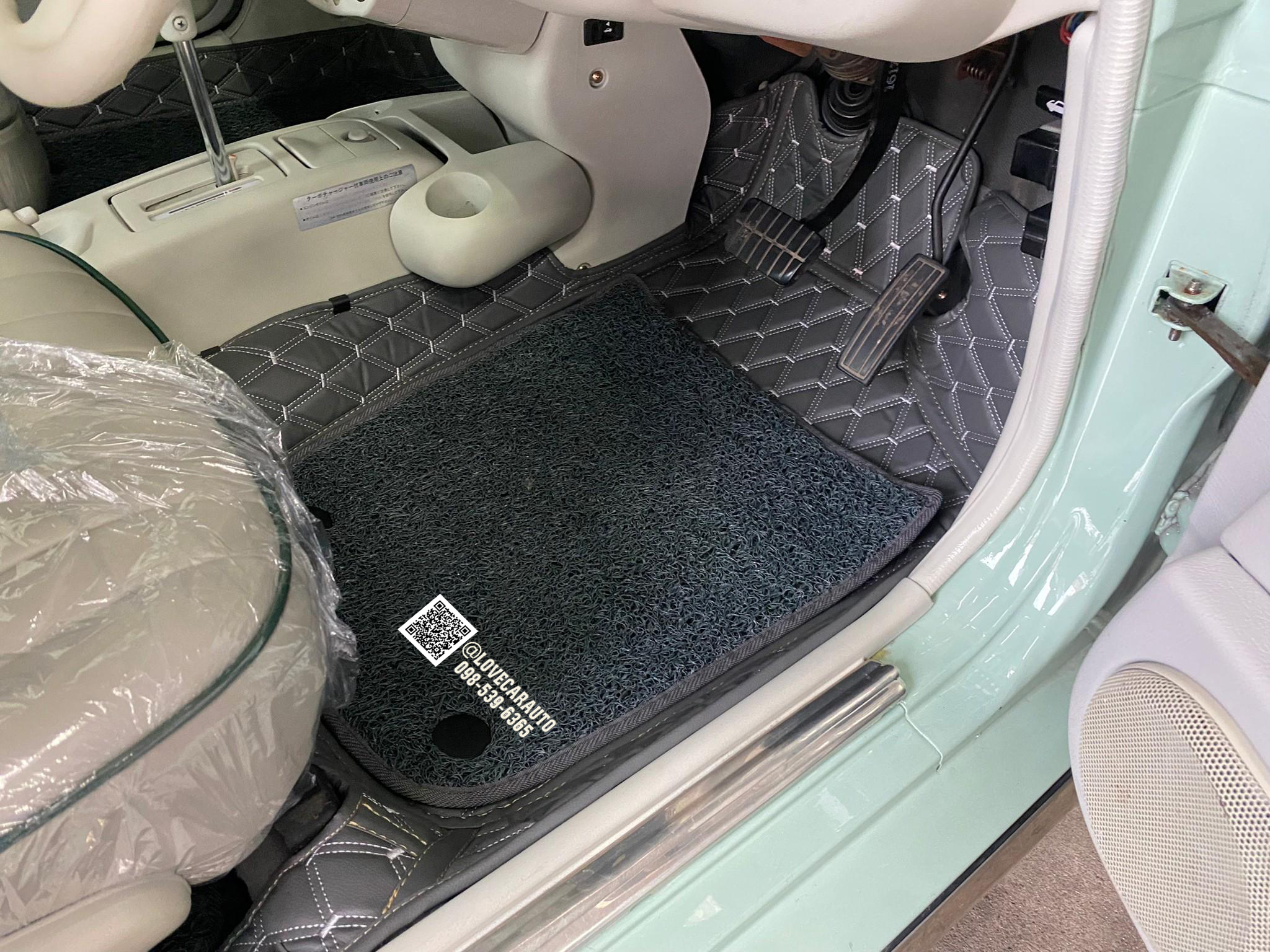 พรมปูพื้นรถยนต์ 7D Nissan figaro เทา + ดักฝุ่นสีดำ