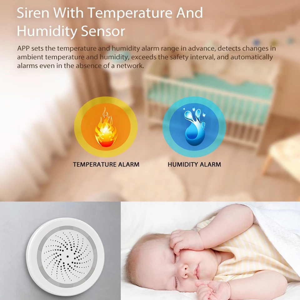 Smarthome wifi Siren Alarm 3in1 Security อุปกรณ์รักษาความปลอดภัยครบวงจรไร้สาย (แบบแยกชิ้น) สั่งงานผ่านแอพ