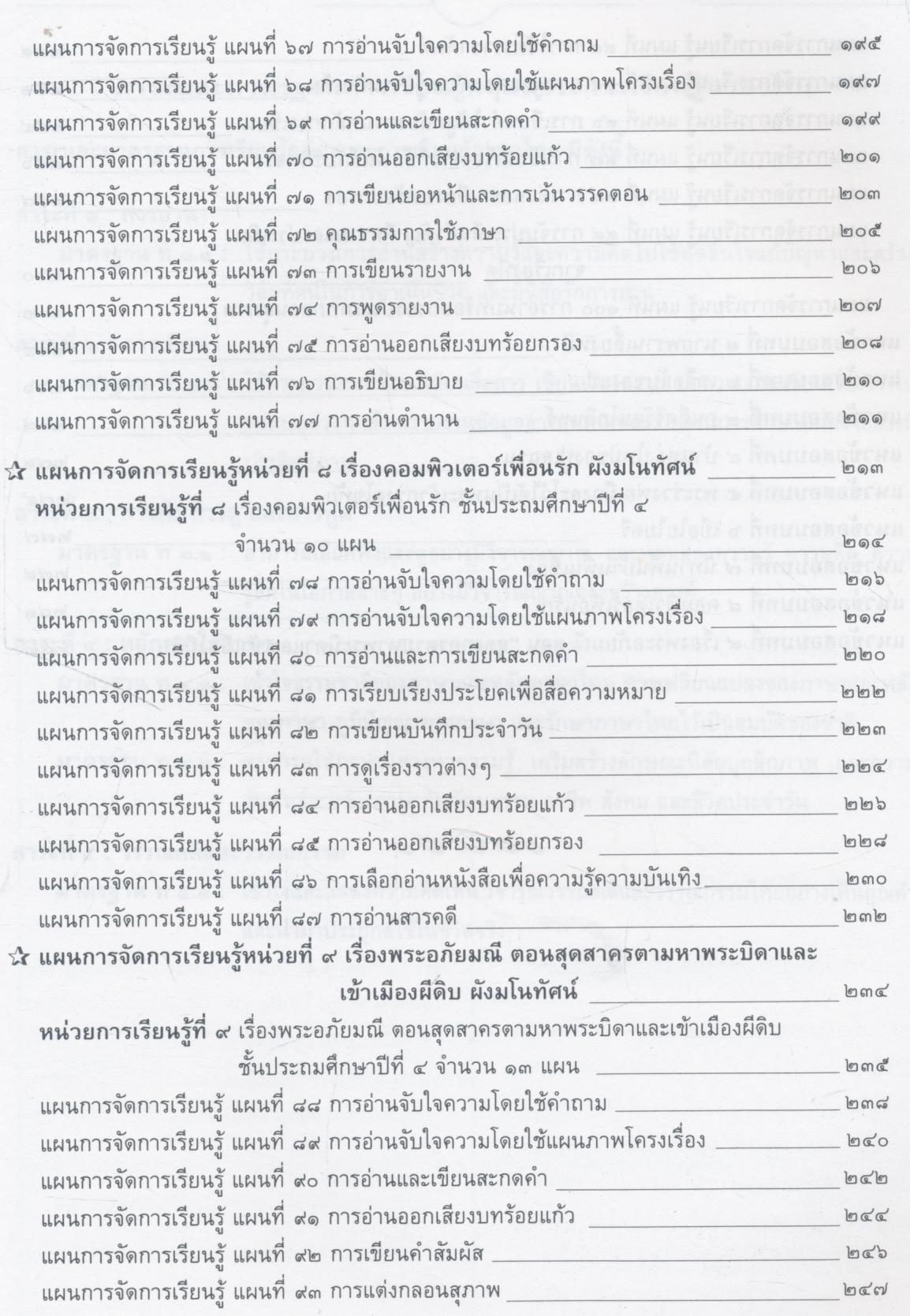 แผนการจัดการเรียนรู้ (รายชั่วโมง) กลุ่มสาระการเรียนรู้ภาษาไทย ชั้นประถมศึกษาปีที่ ๔ ภาคเรียนที่ ๑