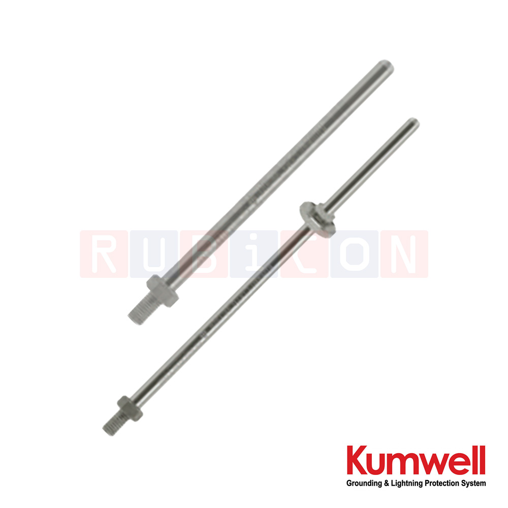 KUMWELL LTAT 58-150T แท่งล่อฟ้าปลายมน (ทองแดงชุบดีบุก) (Blunt End Air Terminal (Tin Plated Copper) ยาว 1500 mm, Rod Dia. 15 mm, Thread 5/8" with Guy