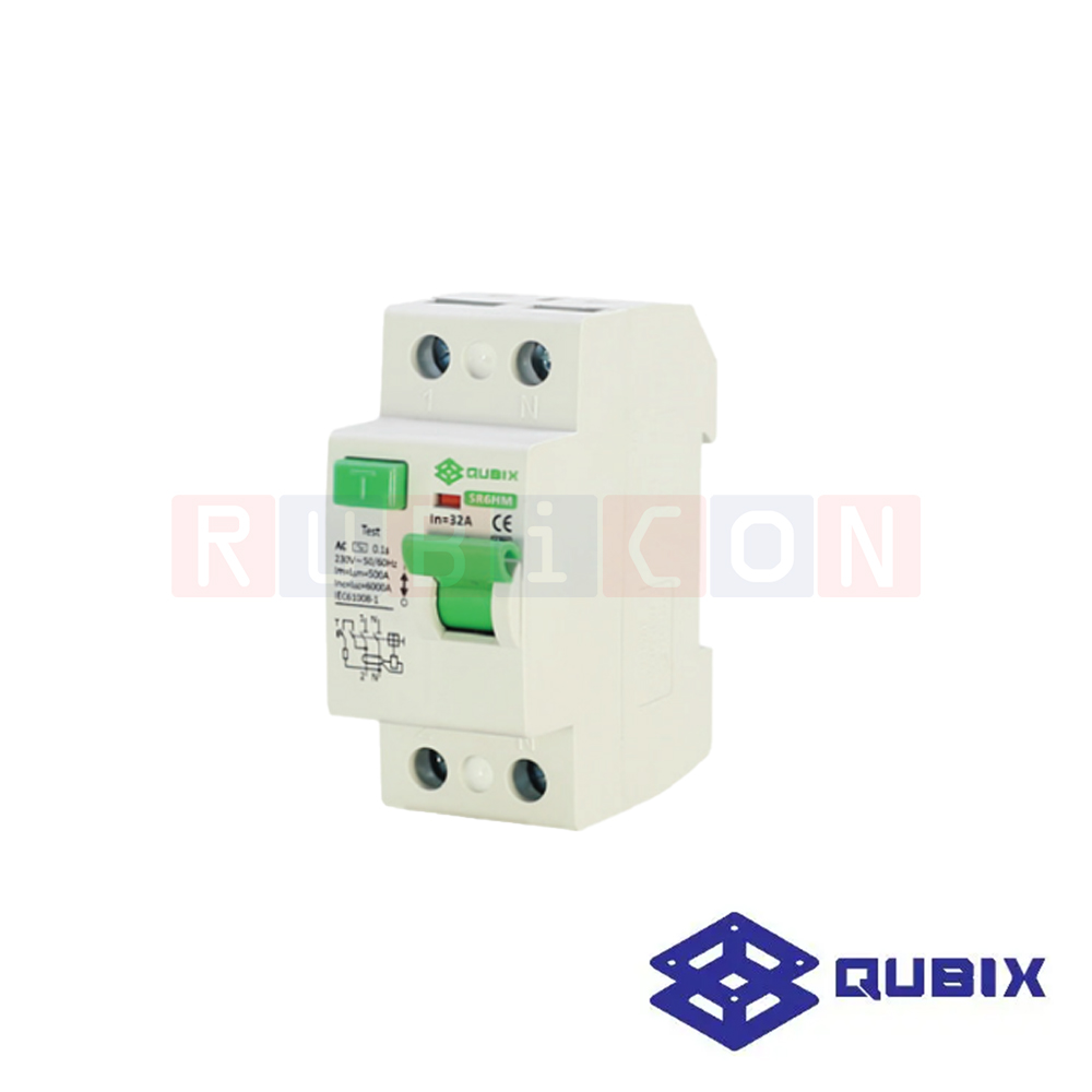 QUBIX SR6HM-216-10 30mA 2 Pole 25A 6kA อุปกรณ์ป้องกันไฟดูด-ไฟรั่ว (RESIDUAL CURRENT DEVICE)