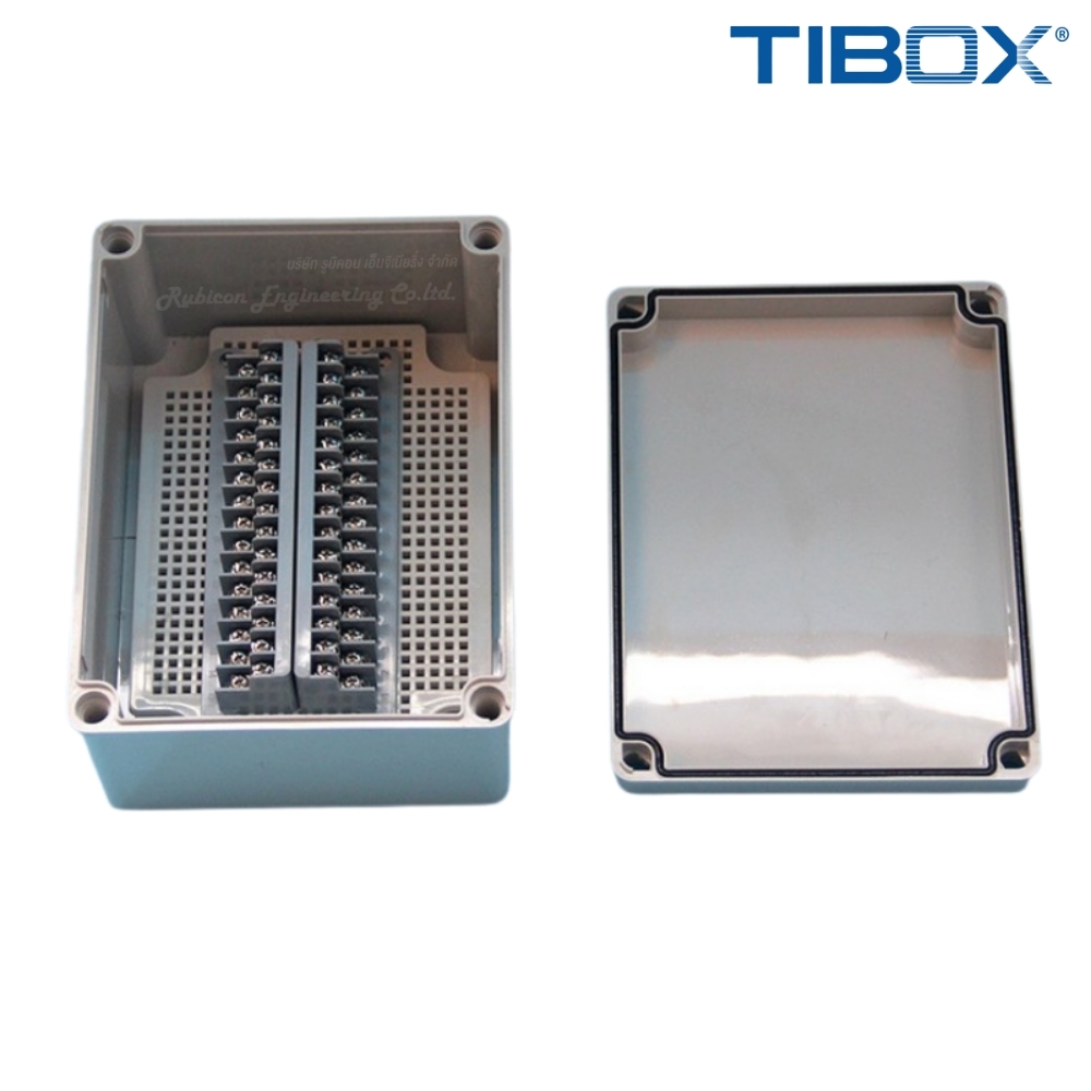 TIBOX TJ-30P-S กล่องพลาสติก พร้อมเทอร์มินอลบล็อก (Plastic Terminal Block Box IP66) 30Pole 10A Size : 200x150x100 mm.