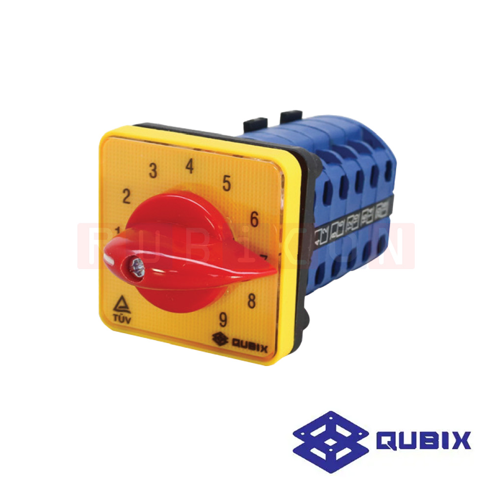 QUBIX SA16-9-5/61055-B03 สวิตช์มัลติสเต็ปแบบไม่มีตำแหน่งปิด 1P 16A 3kW / 5.5kW ขนาด 48×48มม. (MULTI-STEP SWITCHES WITHOUT "OFF" 1 POLE)