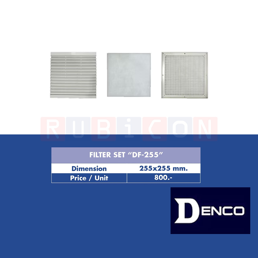 DENCO DF-255 Filter Set ชุดกรองพัดลมระบายความร้อนในตู้คอนโทรล ขนาด : 255x255 มม. (Fan Ventilation Model DF)
